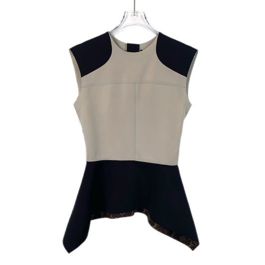 Louis Vuitton Color-Blocked Monogram Lining Sleeveless Round Neck Peplum Top (Size 38/S)