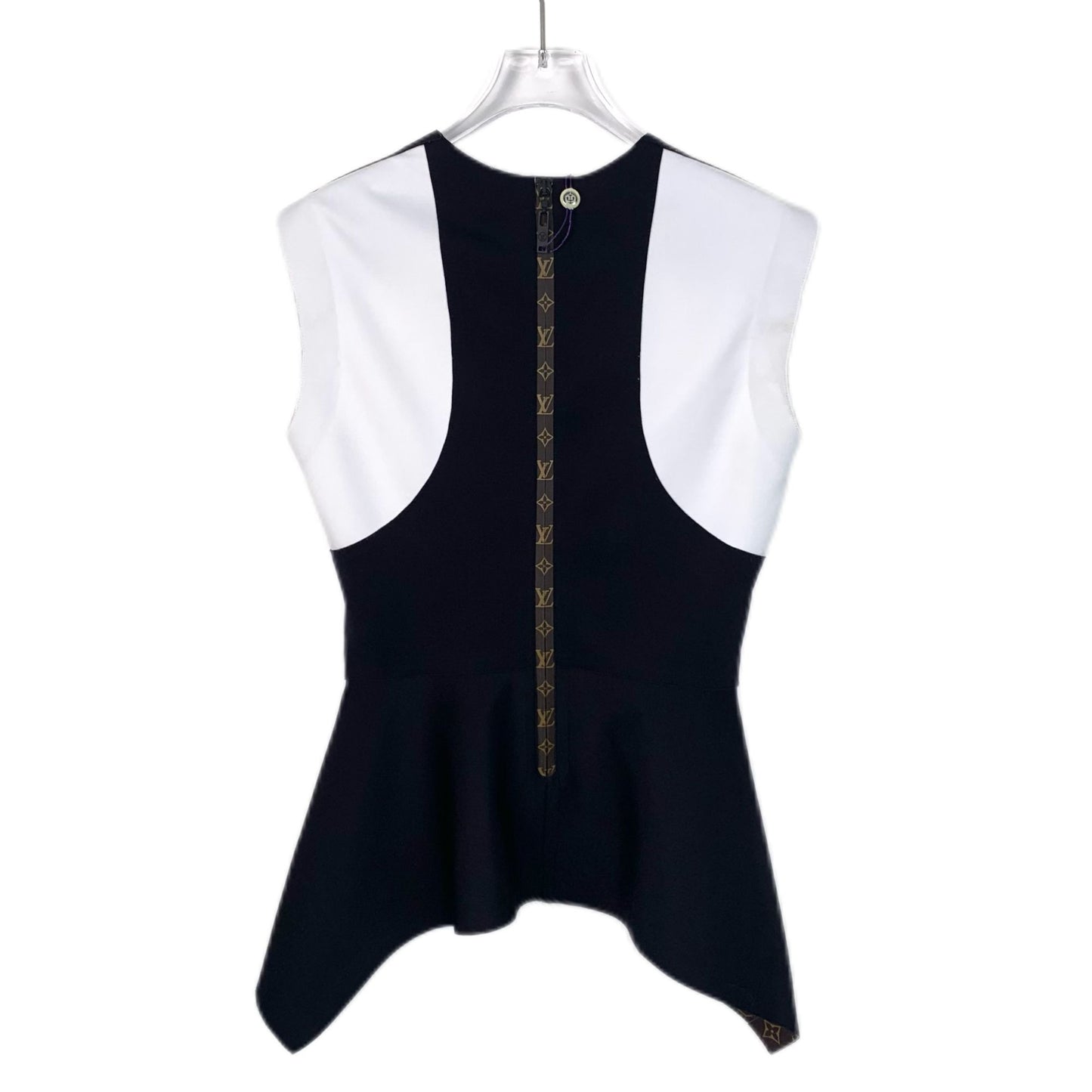 Louis Vuitton Color-Blocked Monogram Lining Sleeveless Round Neck Peplum Top (Size 38/S)