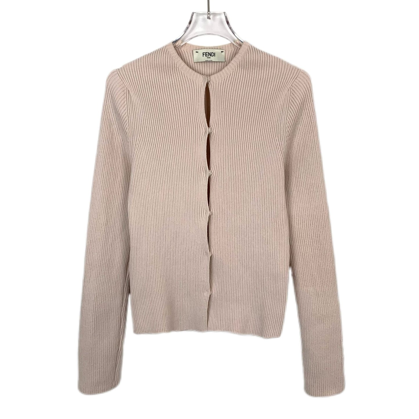 Fendi Beige Cotton Long Sleeve Knitted Cardigan (Size L)