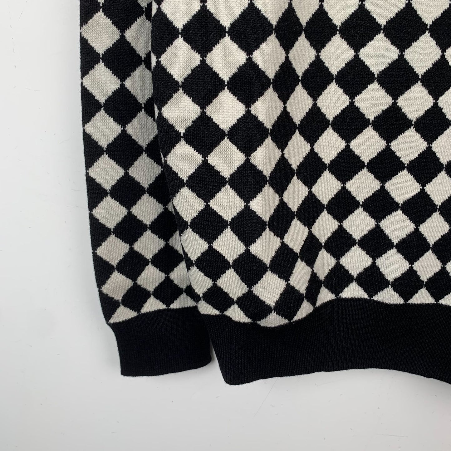 Balmain Colorblock Checkered Wool Sweater (Size S)