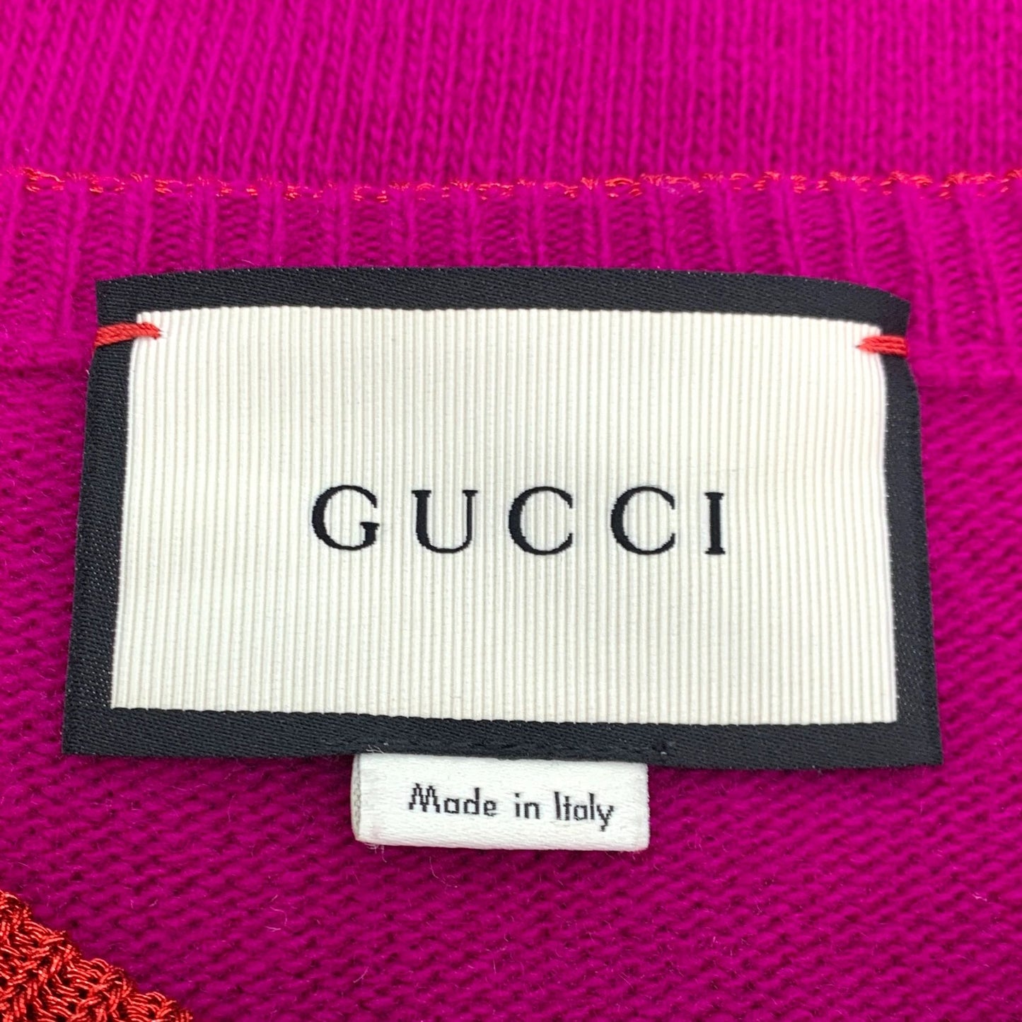 Gucci Pink Strawberry Embellished Crewneck Wool Sweater (Size XS)