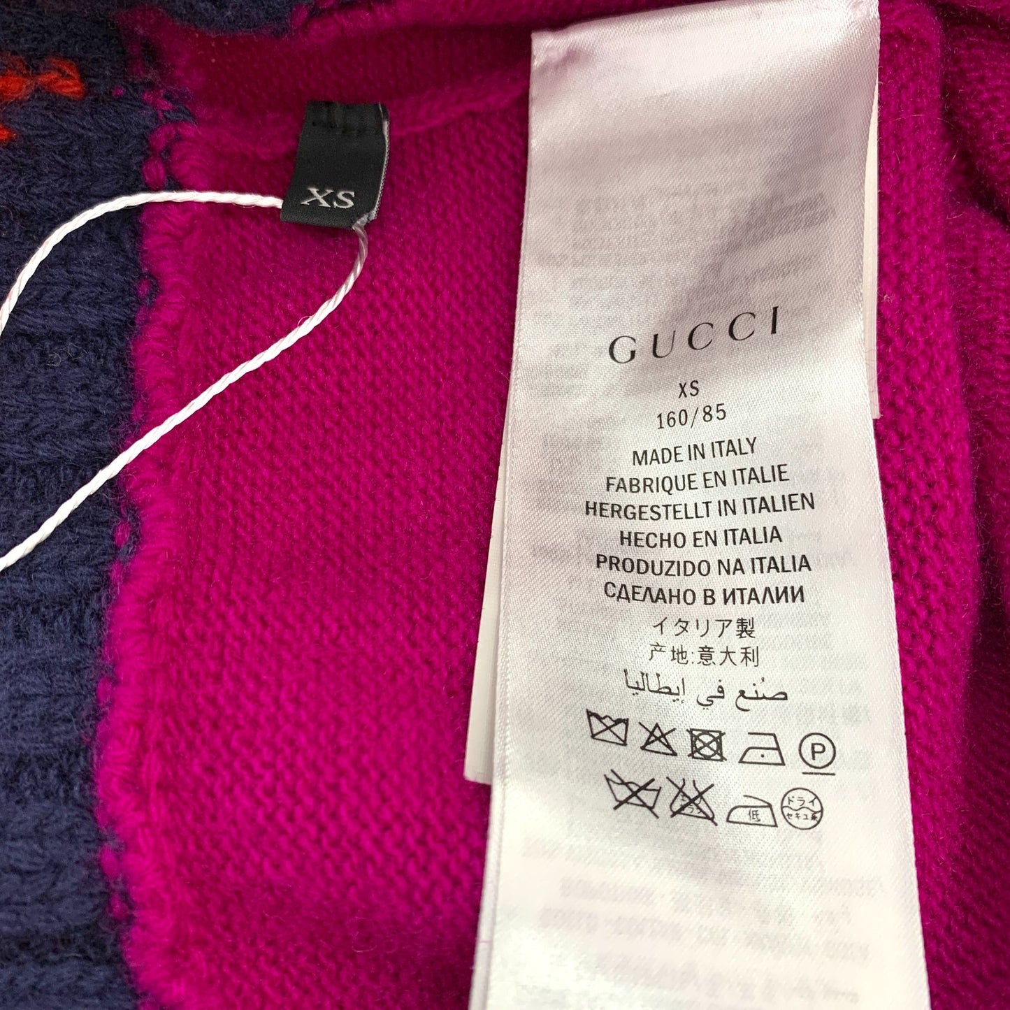 Gucci Pink Strawberry Embellished Crewneck Wool Sweater (Size XS)