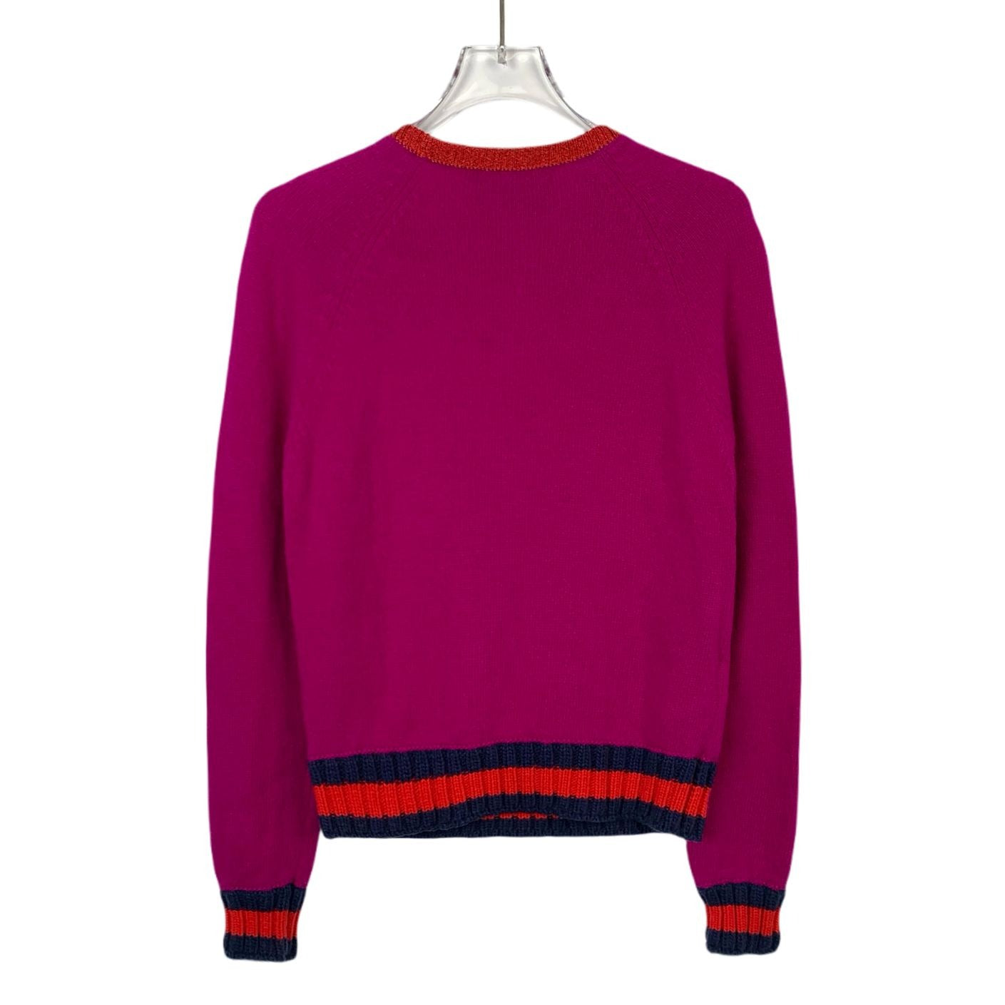 Gucci Pink Strawberry Embellished Crewneck Wool Sweater (Size XS)