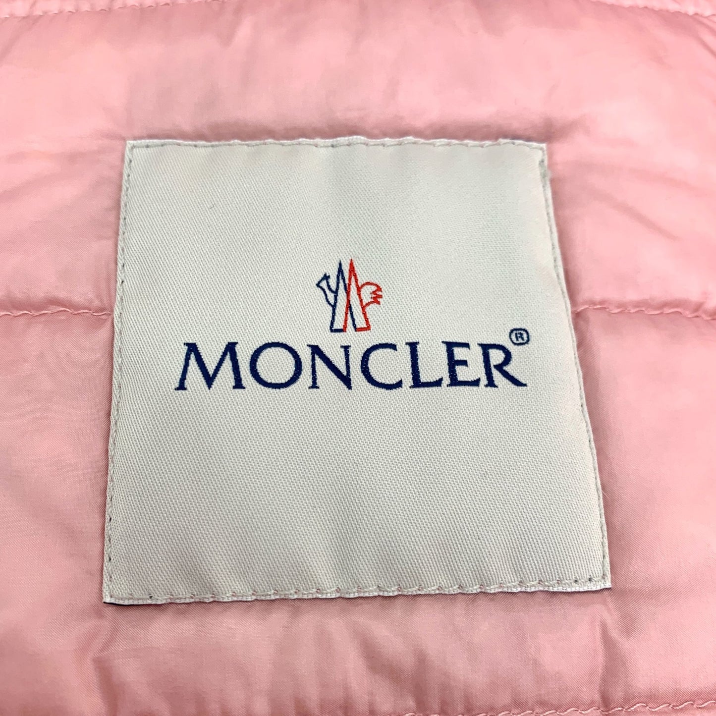 Moncler Womens Pink Puffer Jacket Size 2 M Down Insulated Quilted Coat With Logo Badge