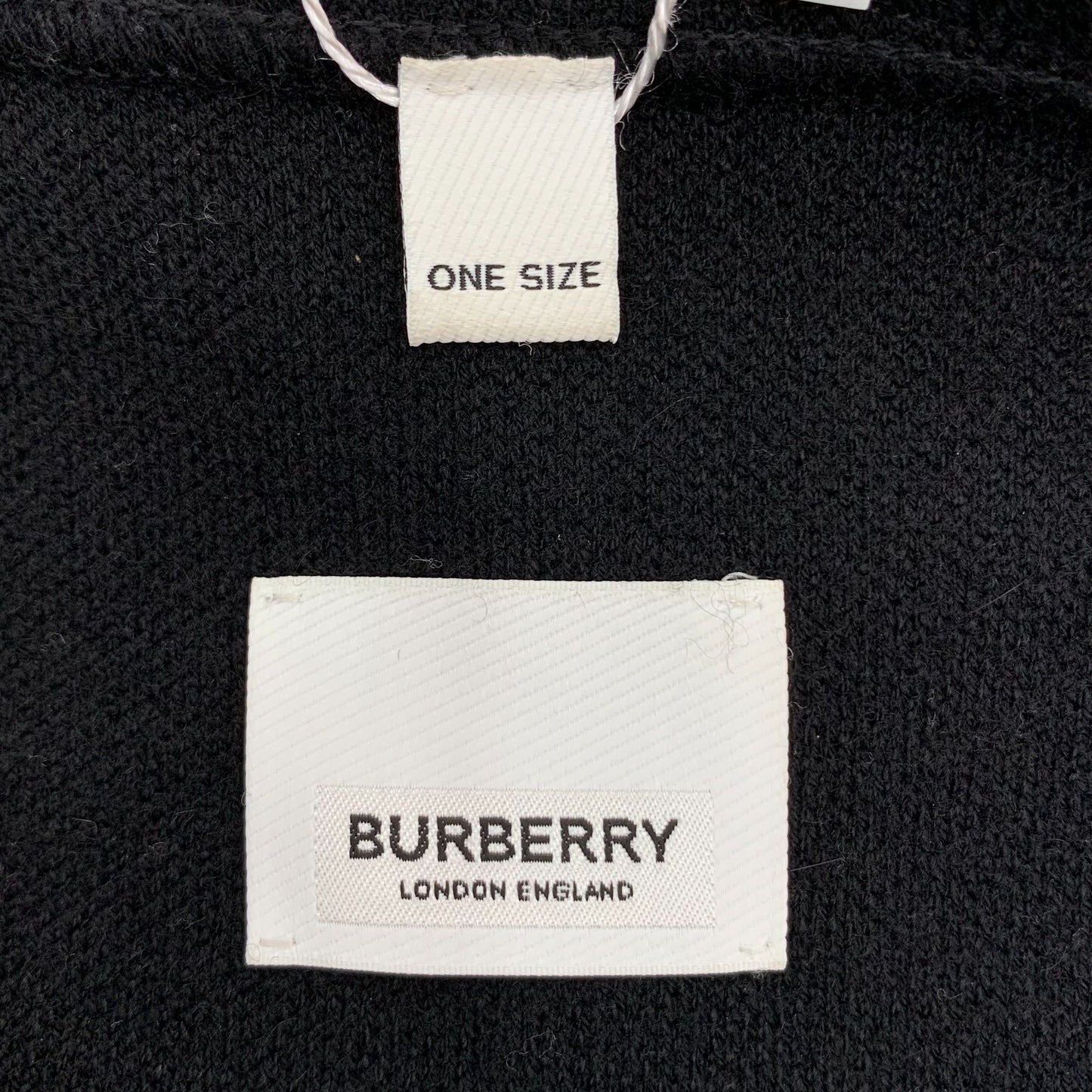 Burberry Black Striped Logo Embroidered Wool Cape (One Size)