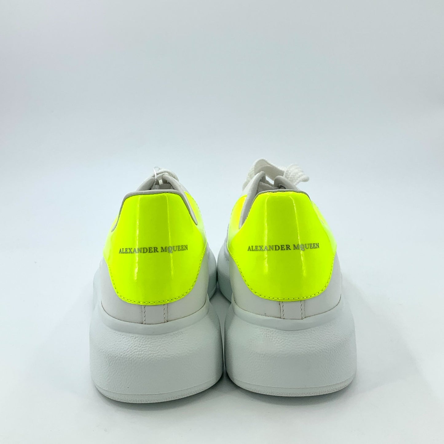 Alexander McQueen White & Fluorescent Yellow Heel Thick Sole Lace-Up Sneakers (Size 38)