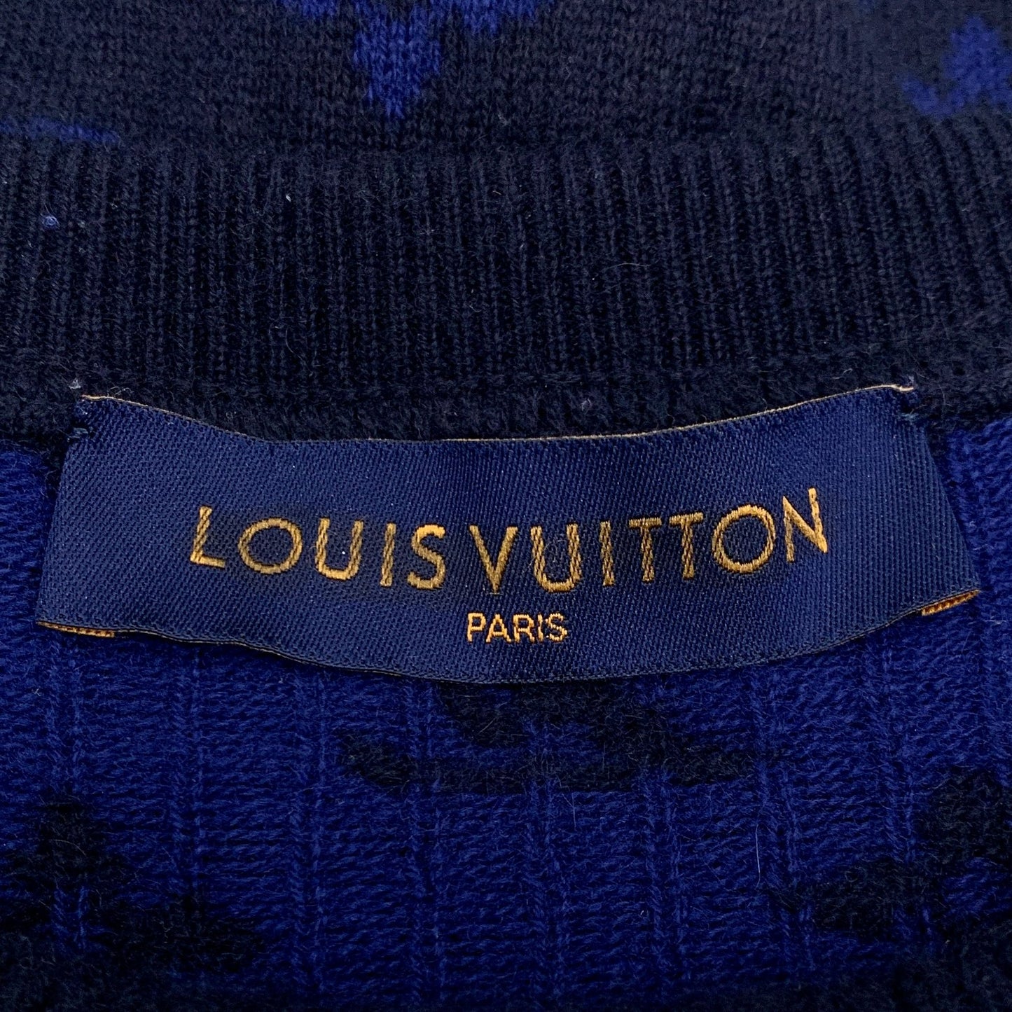 Louis Vuitton Black Logo Monogram Embossed Wool Cashmere Sweater (Size 4L)