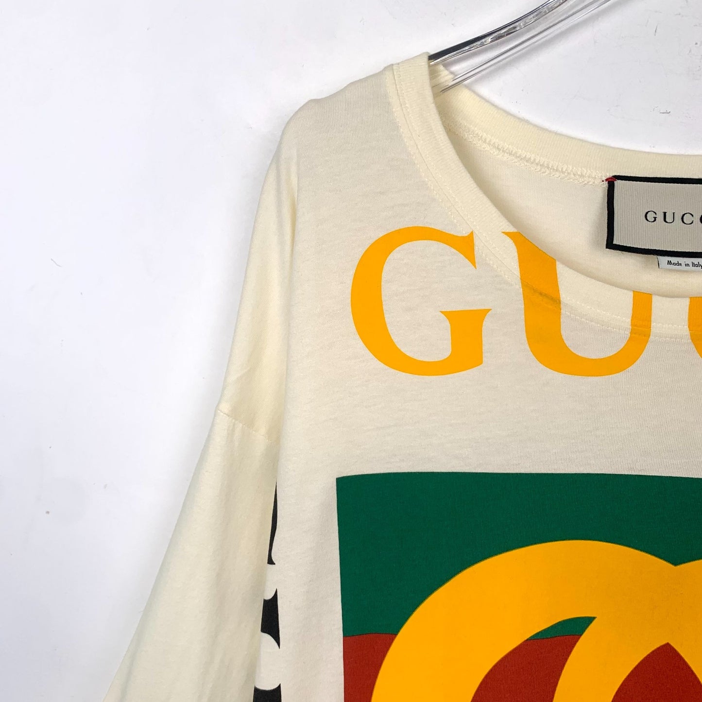 Gucci Off-White Logo Print Cotton Crewneck T-Shirt (Size XXS)