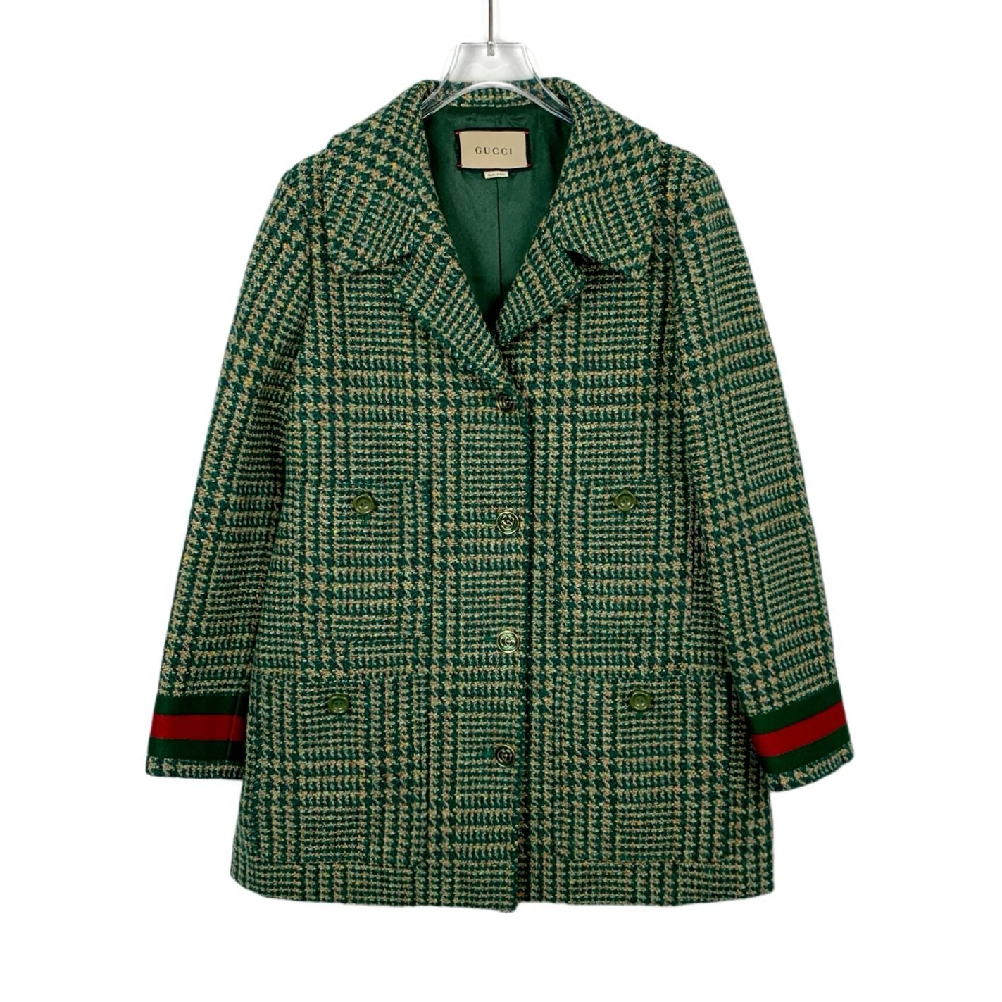 Gucci Green Houndstooth Wool Double-Breasted Blazer (Size 40/M)