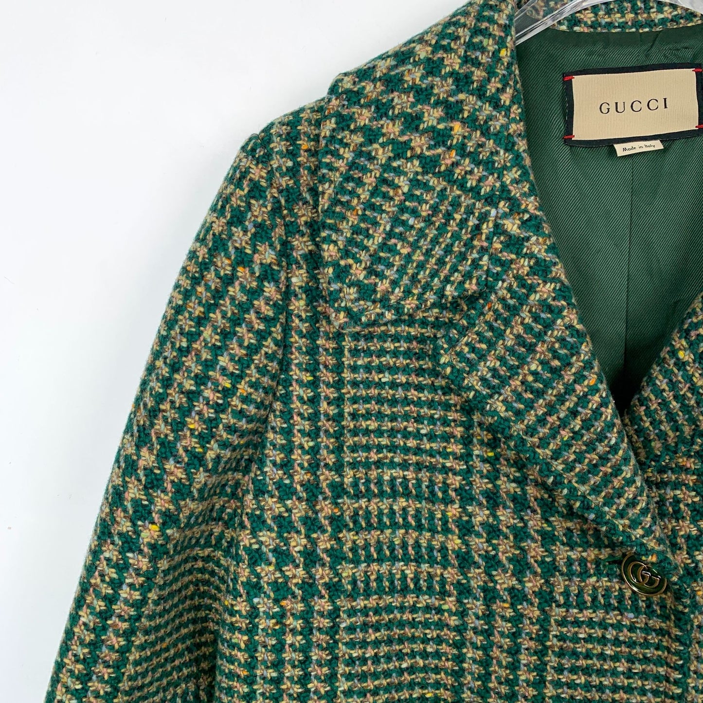 Gucci Green Houndstooth Wool Double-Breasted Blazer (Size 40/M)