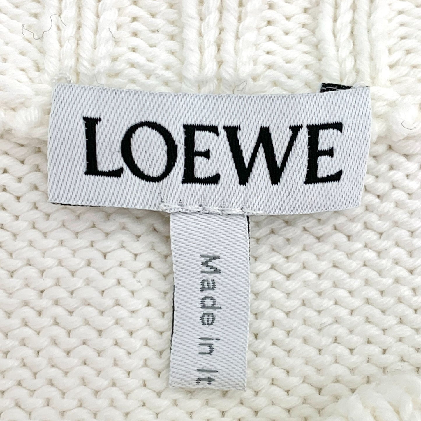 Loewe White Logo Embroidered Cotton Knit Sweater XS