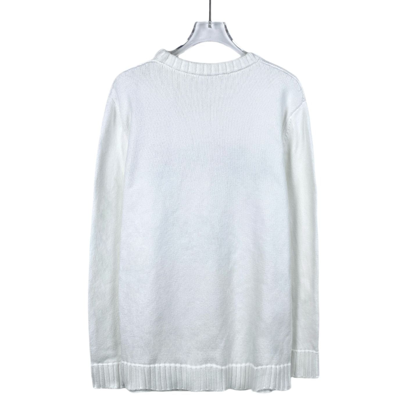 Loewe White Logo Embroidered Cotton Knit Sweater XS