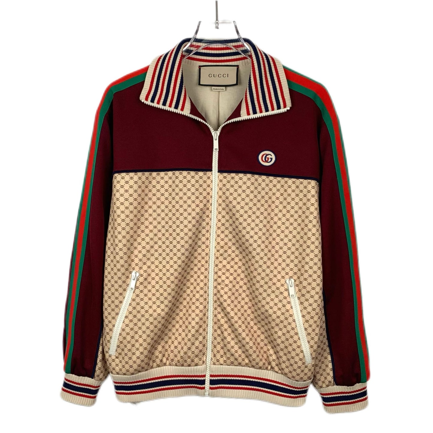 Gucci XS Double G Print Jacket Beige & Burgundy