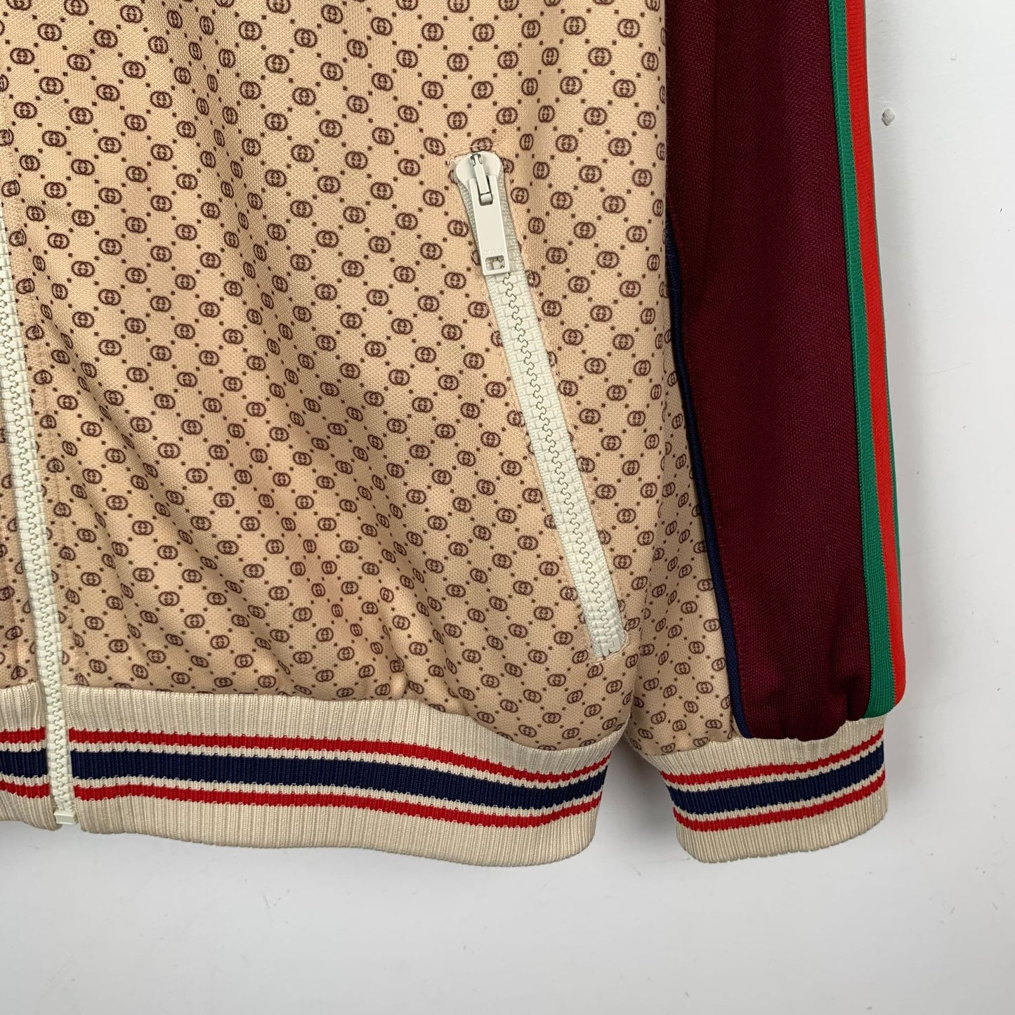 Gucci XS Double G Print Jacket Beige & Burgundy