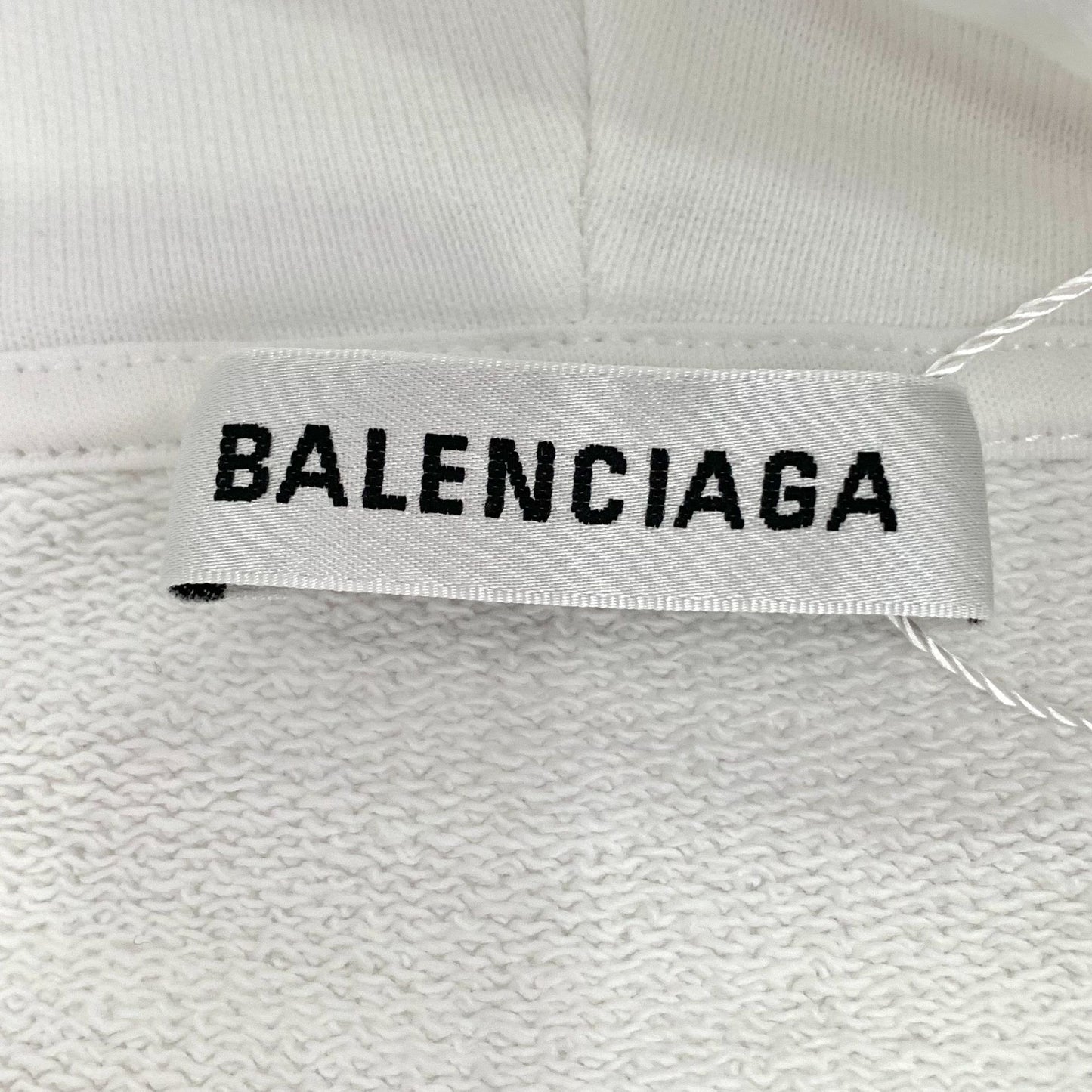 Balenciaga White Logo Cotton Hoodie (Size M)