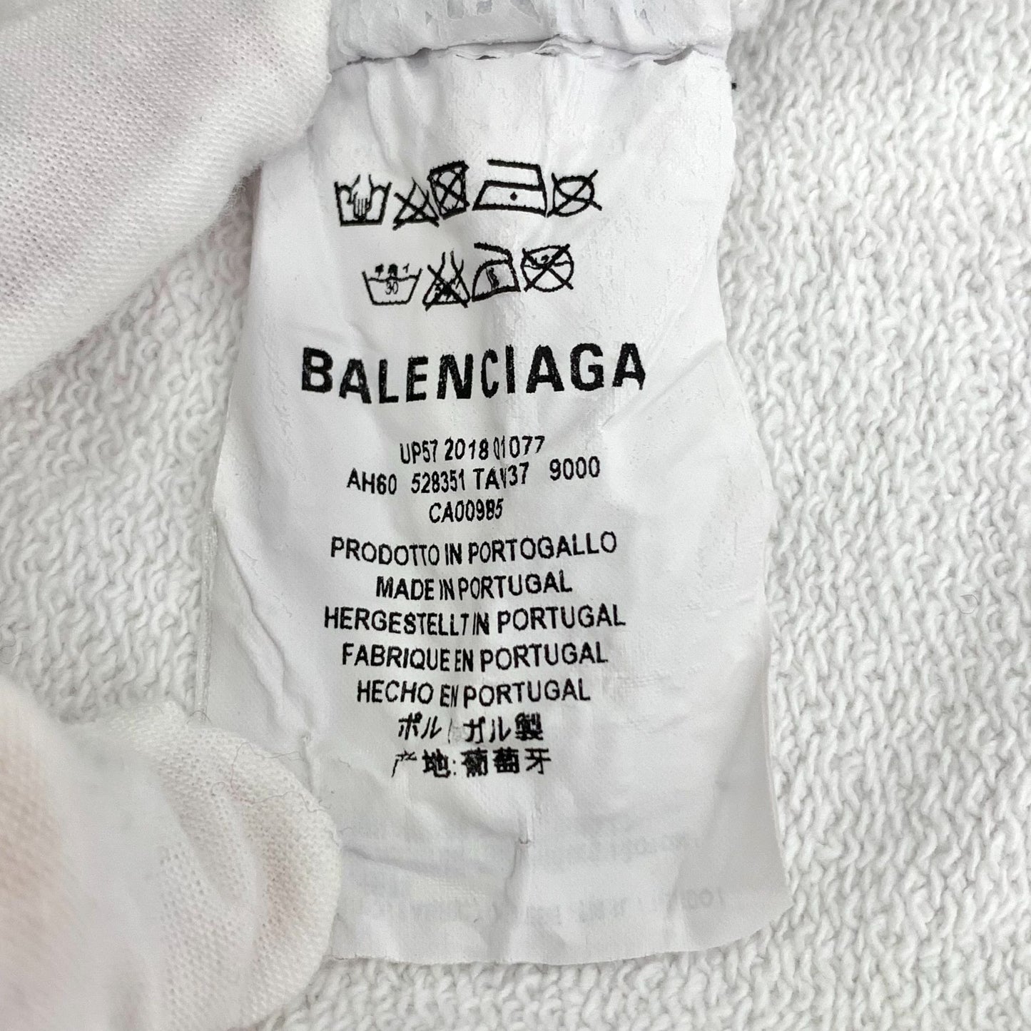 Balenciaga White Logo Cotton Hoodie (Size M)