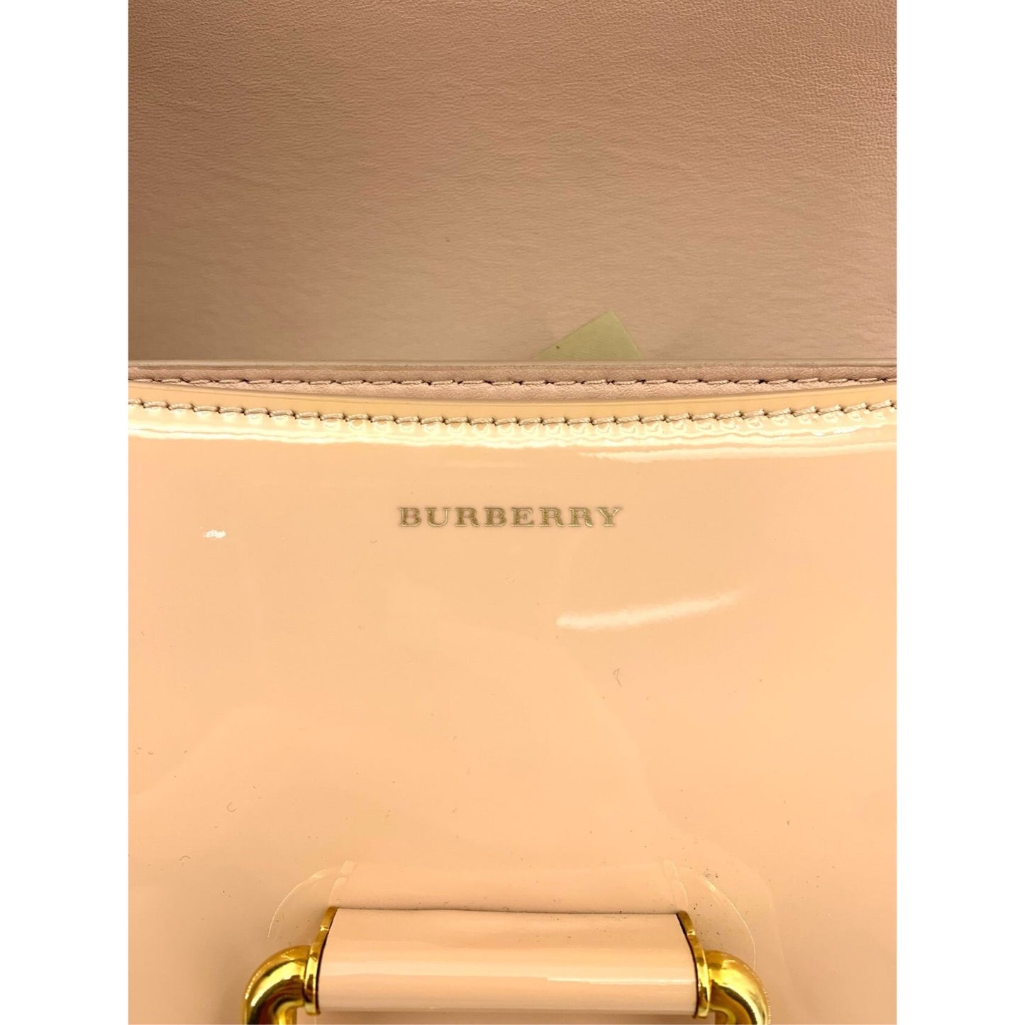 Burberry Ladies Bright Leather Crossbody Shoulder Bag Beige New With Tag