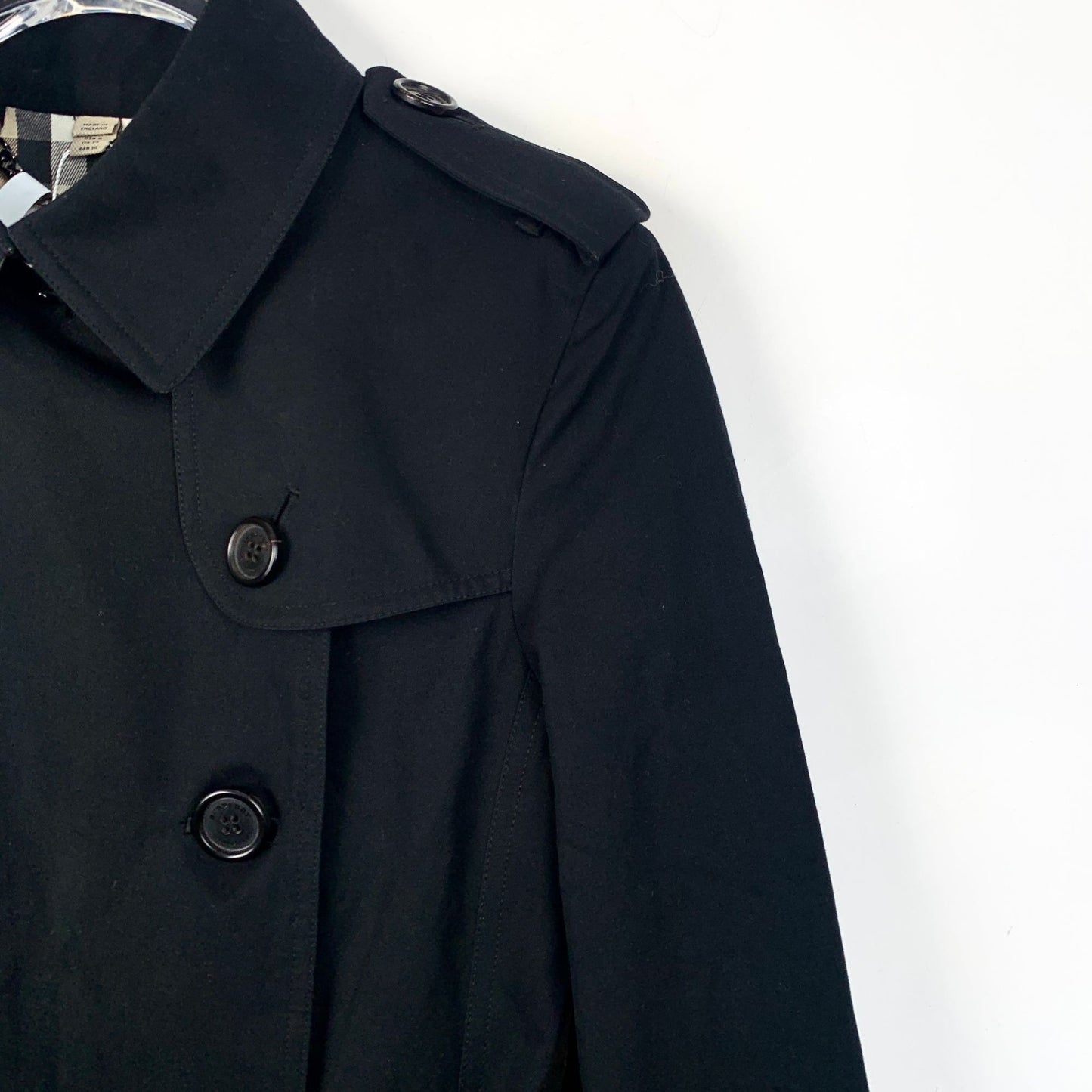 Burberry Black Double-Breasted Cotton Belted Short Trench Coat (Size XXS)