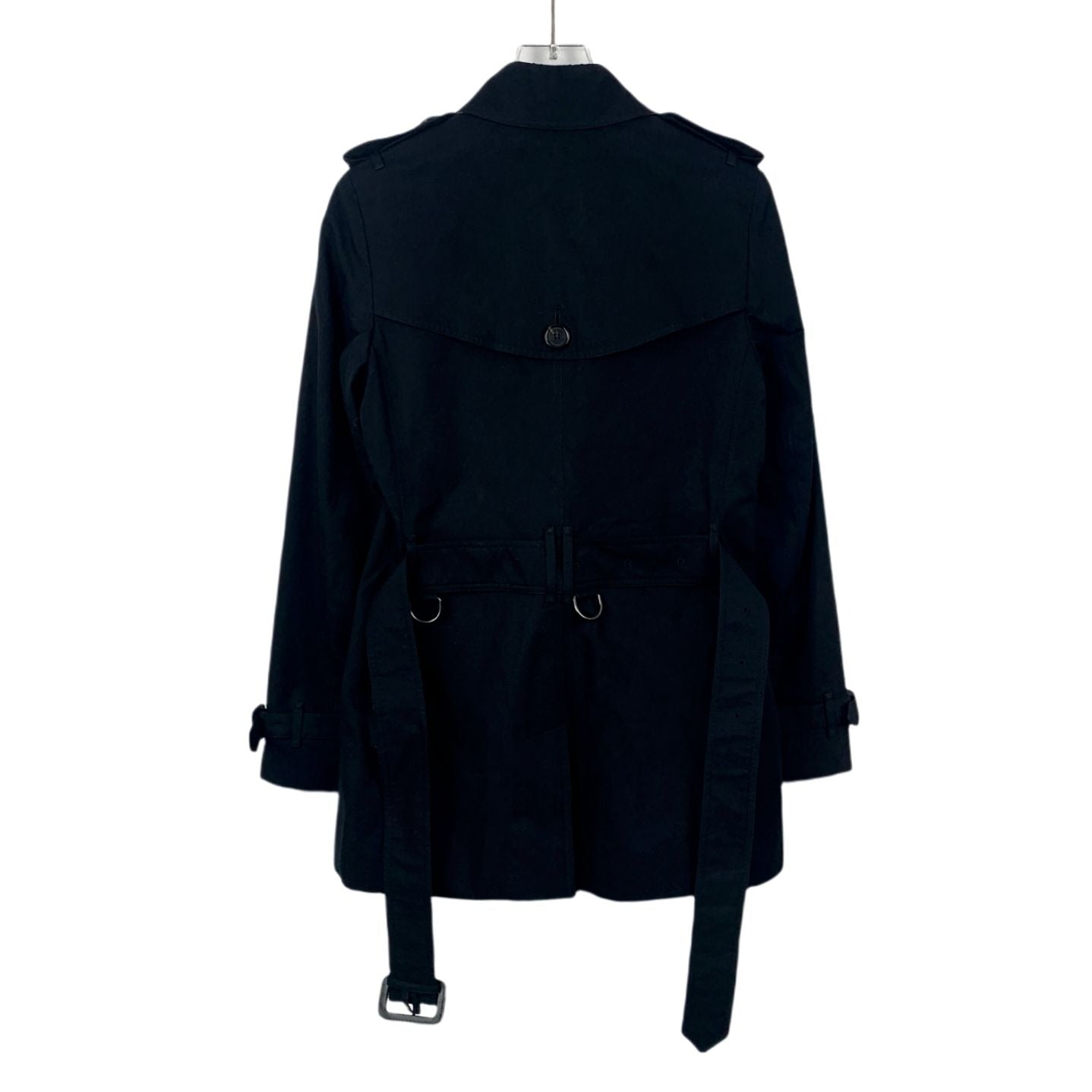 Burberry Black Double-Breasted Cotton Belted Short Trench Coat (Size XXS)