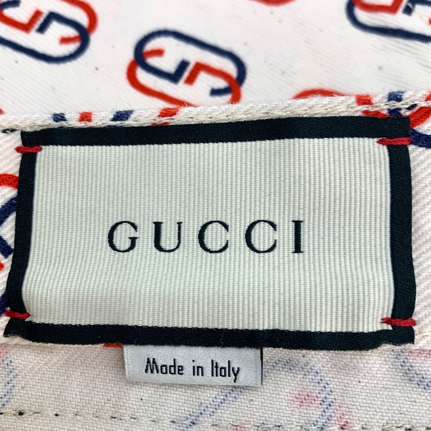 Gucci White Double-G Monogram Print Cotton Denim Shorts (Size 34/XXS)