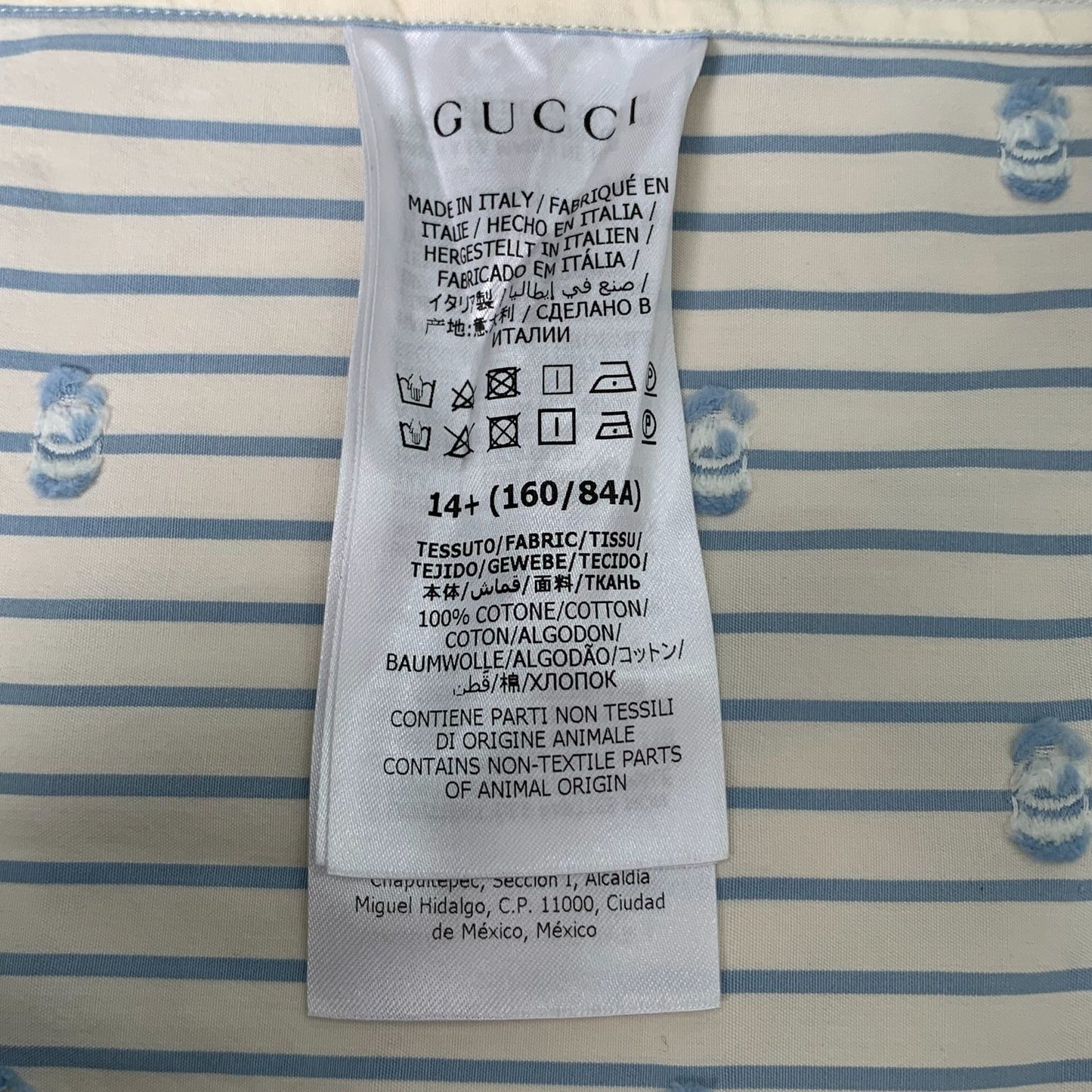 Gucci Color-Block Logo Print Striped Cotton Shirt (Size 37)