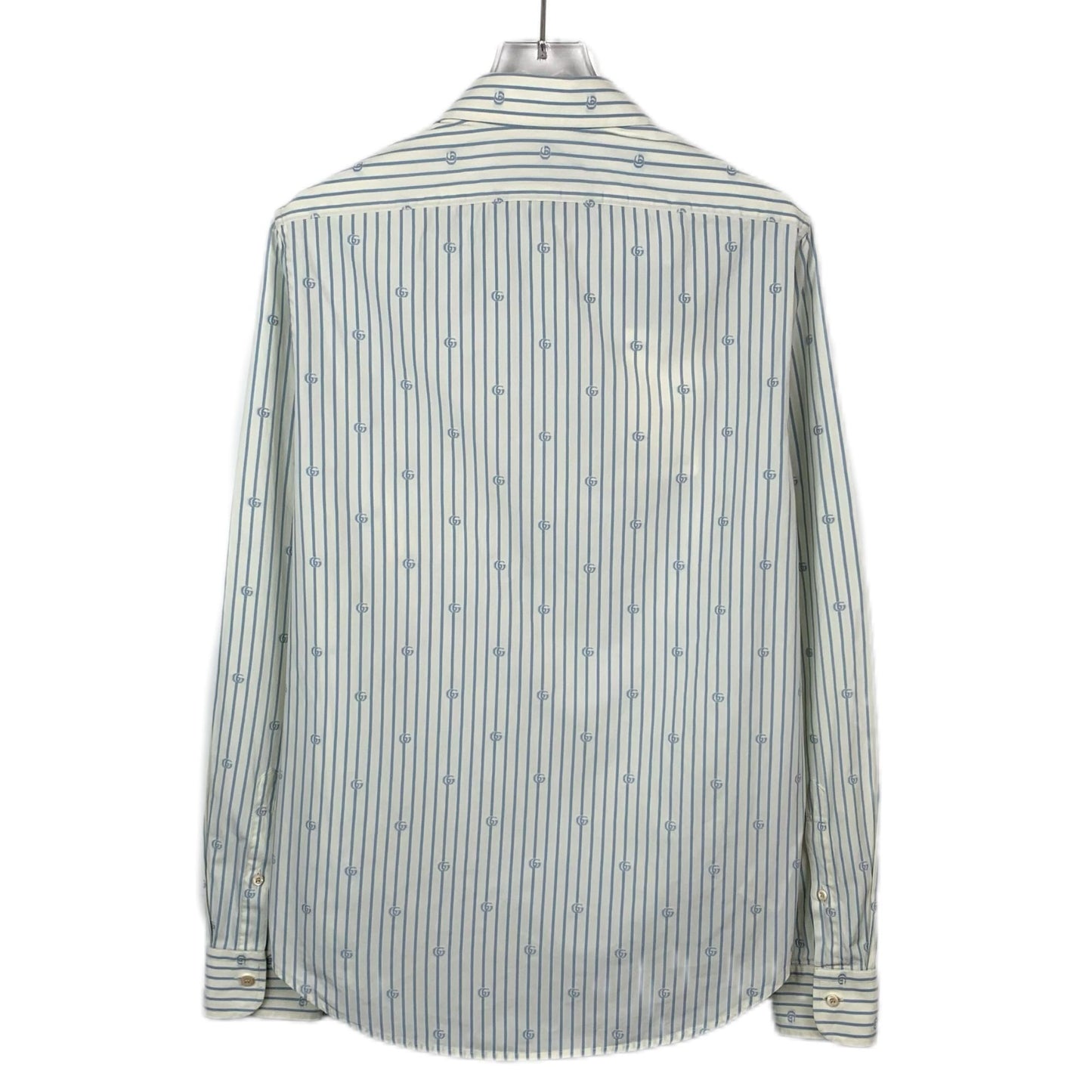 Gucci Color-Block Logo Print Striped Cotton Shirt (Size 37)