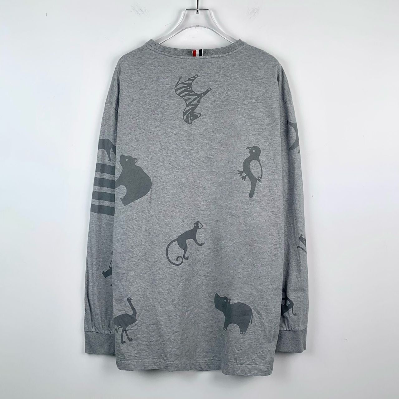 Thom Browne Grey Animal Print Long Sleeve Crewneck Sweatshirt Size 4