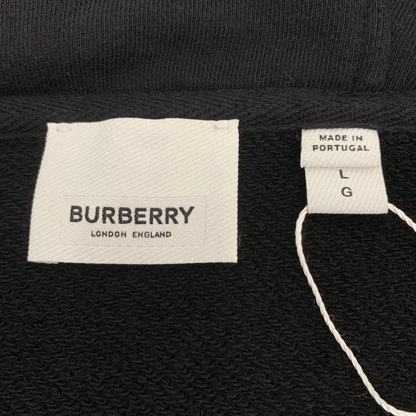 Burberry Black TB Logo Cotton Hooded Zip-Up Sweatshirt (Size L)