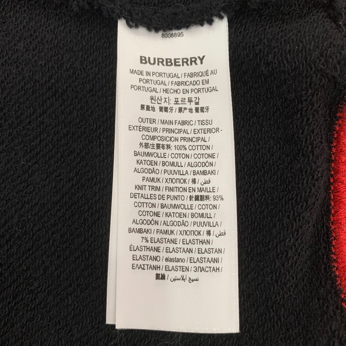 Burberry Black TB Logo Cotton Hooded Zip-Up Sweatshirt (Size L)