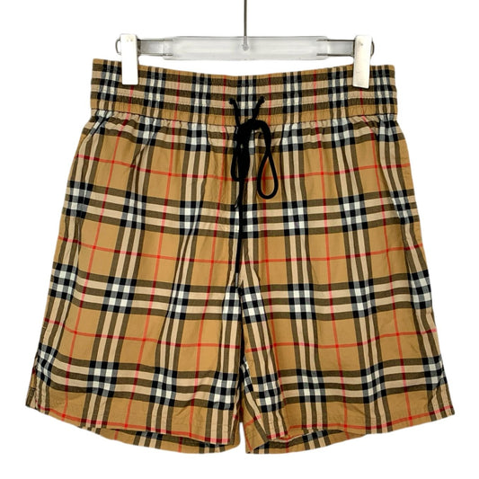 Burberry Plaid Elastic Waist Casual Shorts Size 4 For Men/Women 100% Cotton Beige & Black