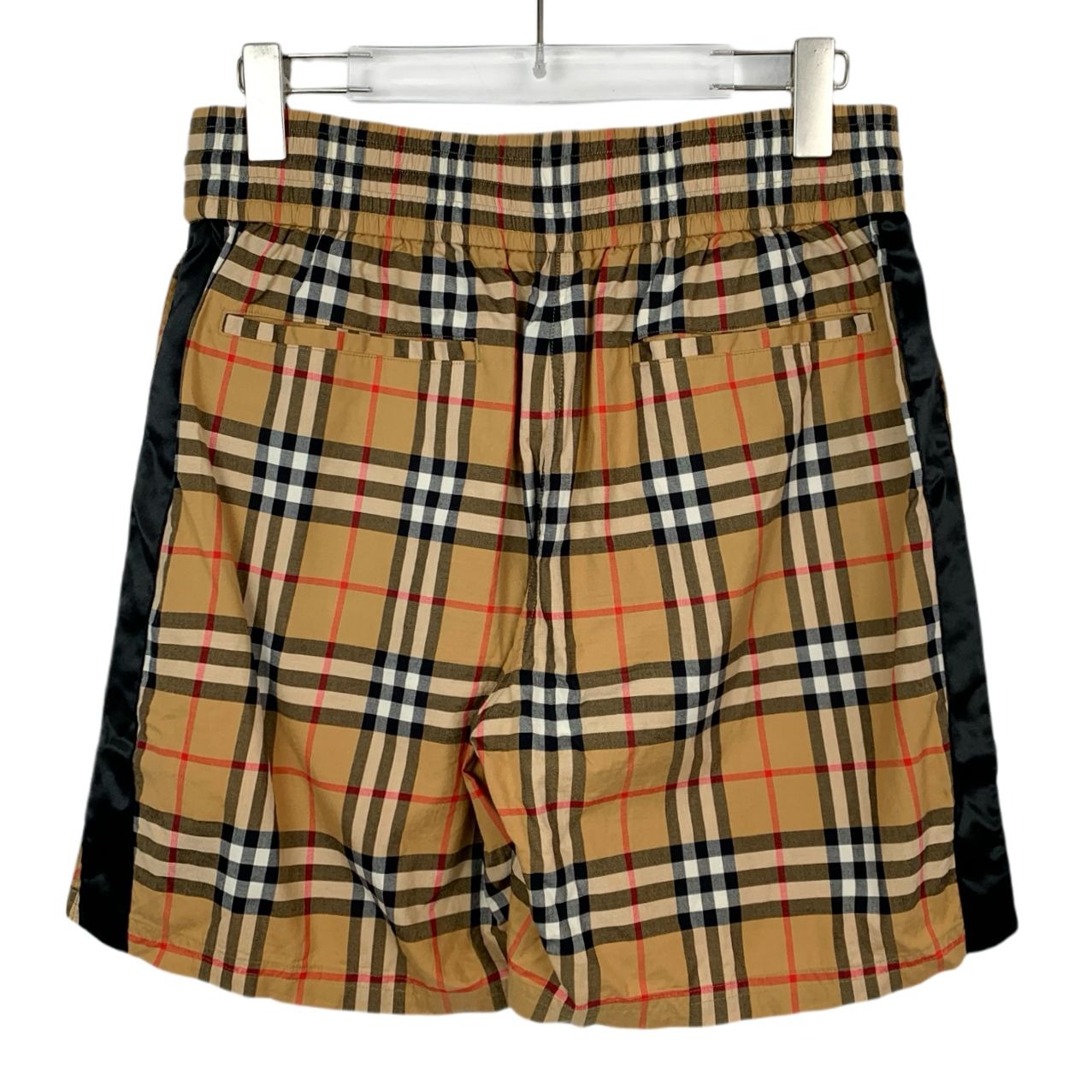 Burberry Plaid Elastic Waist Casual Shorts Size 4 For Men/Women 100% Cotton Beige & Black