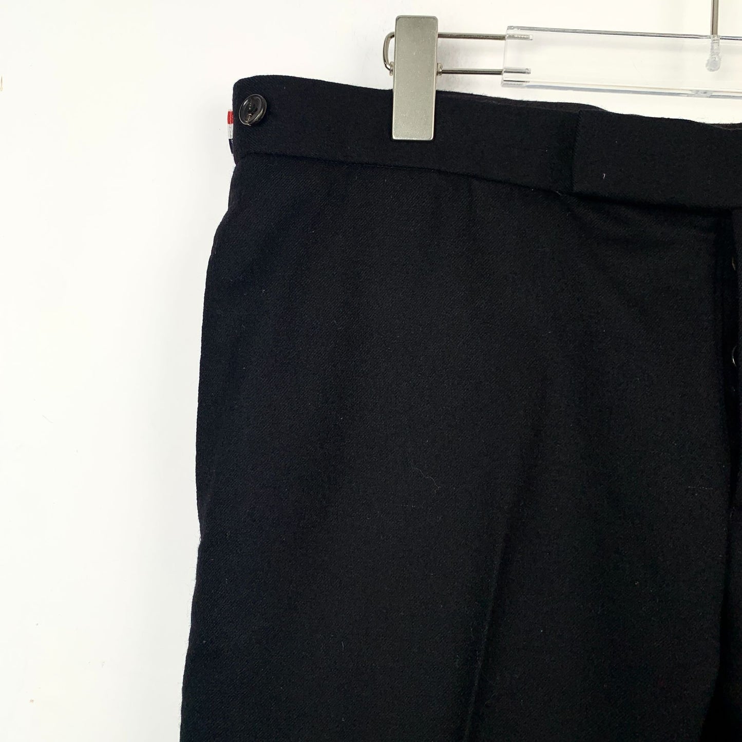 Thom Browne Black Wool Trousers with Side Stripes (Size 3/L)