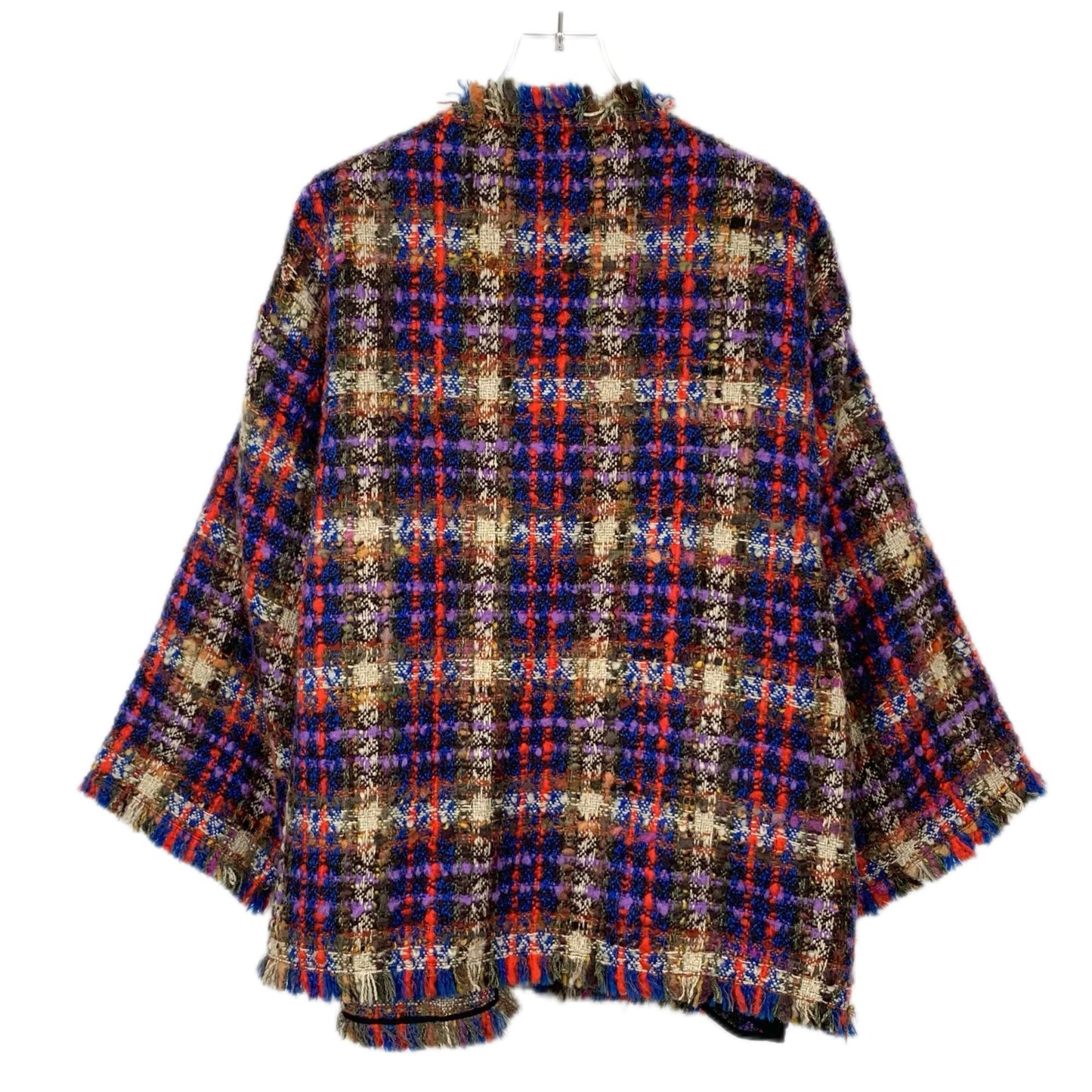 Gucci Multicolor Tweed Wool Coat With Chain Closure