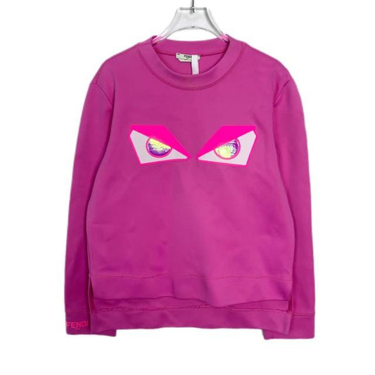 Fendi Womens Pink Monster Eyes Sweatshirt Round Neck Long Sleeve Size 42