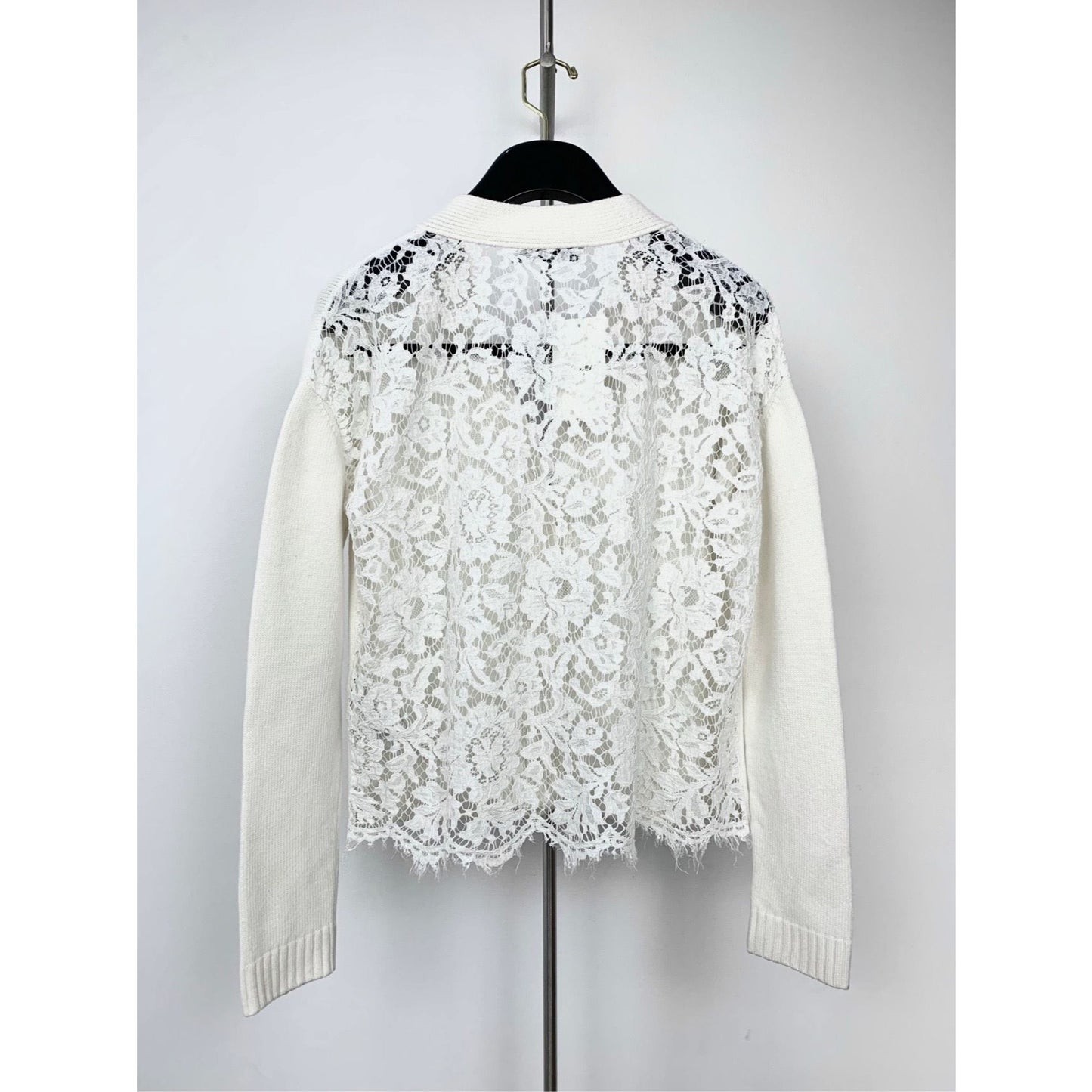 Valentino Womens White Wool & Cashmere Lace Back Cardigan Coat S Size