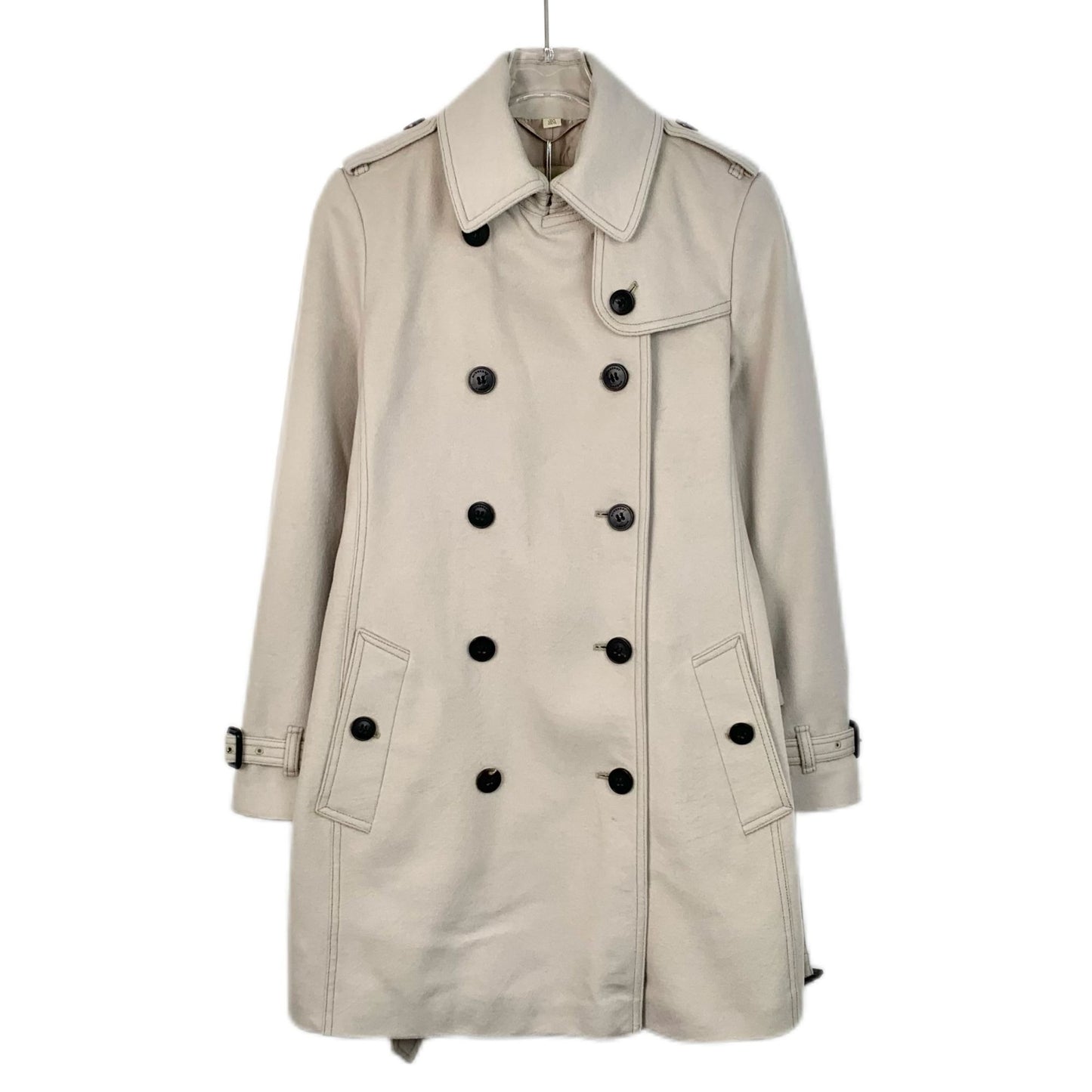 Burberry London Beige Wool Double-Breasted Trench Coat With Belt Size 38/S