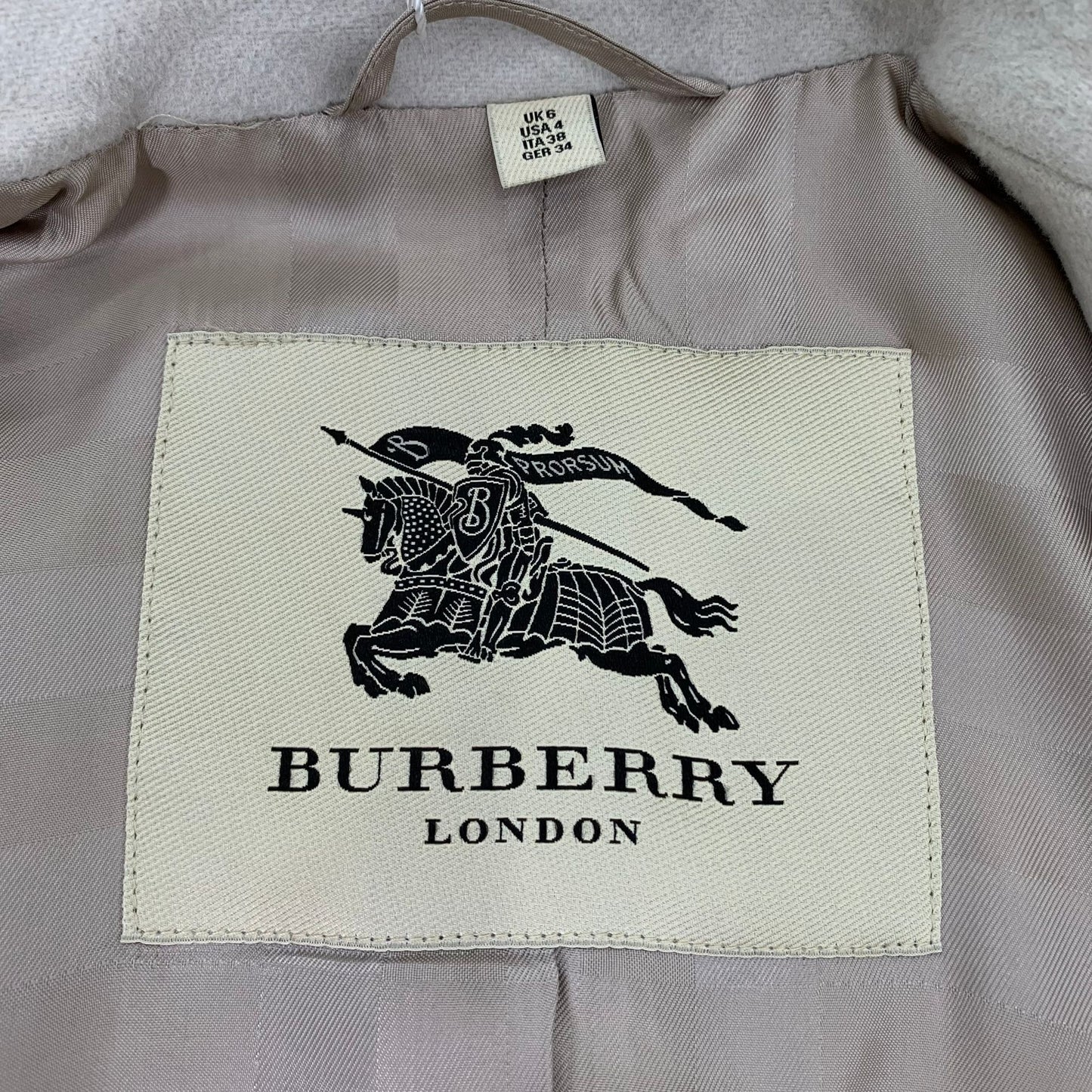 Burberry London Beige Wool Double-Breasted Trench Coat With Belt Size 38/S