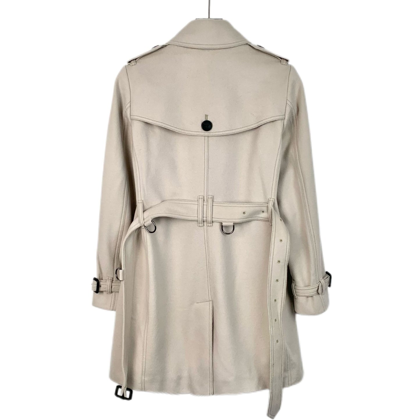 Burberry London Beige Wool Double-Breasted Trench Coat With Belt Size 38/S