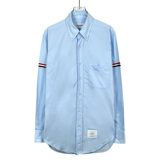 Thom Browne Light Blue Striped Long Sleeve Shirt