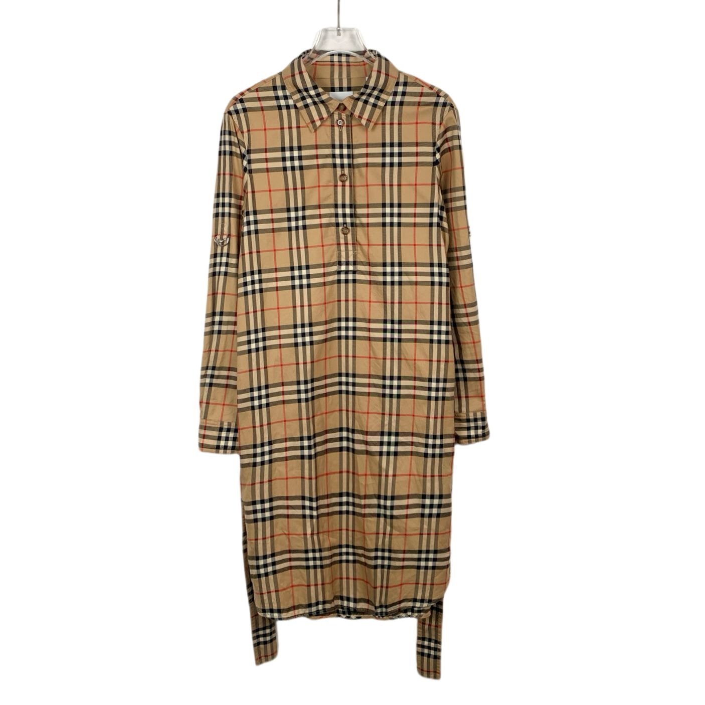 Burberry Beige Classic Check Belted Cotton Shirt Dress