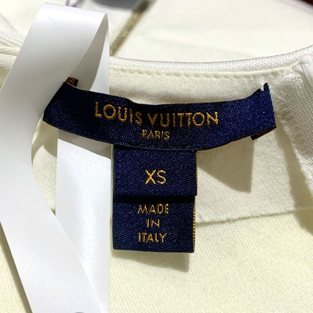 Louis Vuitton XS White Sleeveless Ruffle Hem Dress Made In Italy