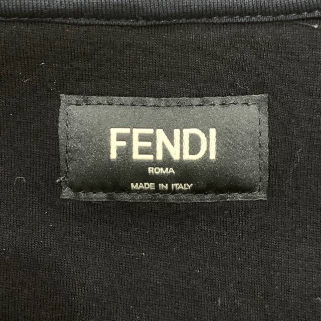 Fendi Mens Black Sweatshirt With Robot Pattern Long Sleeve Round Neck Size 46