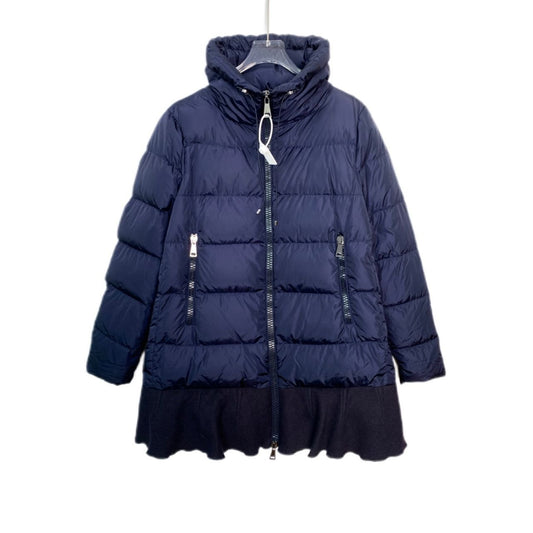 Moncler Womens Quilted Down Jacket With Stand-Up Collar & Zipper Navy Size 2 With Dust Bag