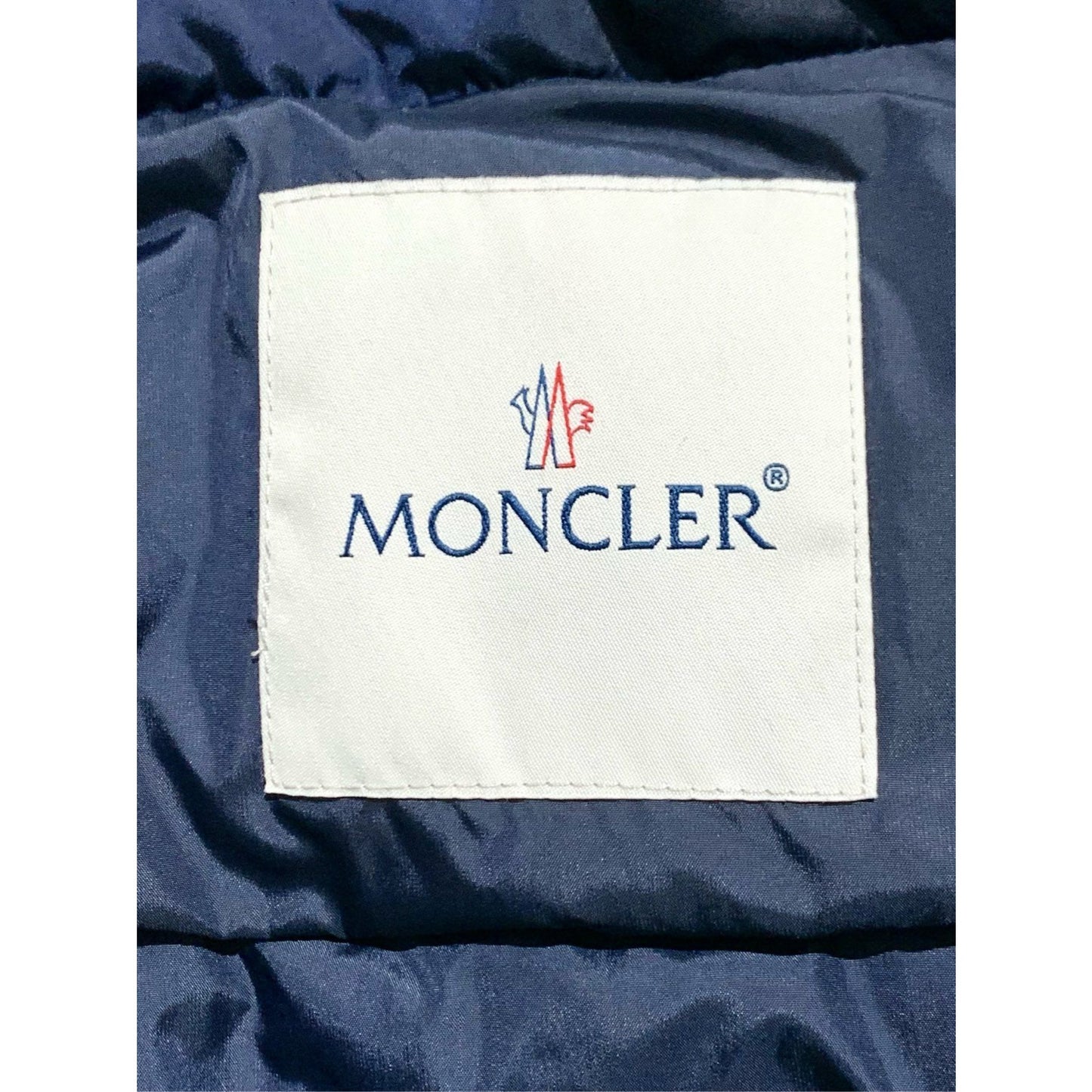 Moncler Womens Quilted Down Jacket With Stand-Up Collar & Zipper Navy Size 2 With Dust Bag