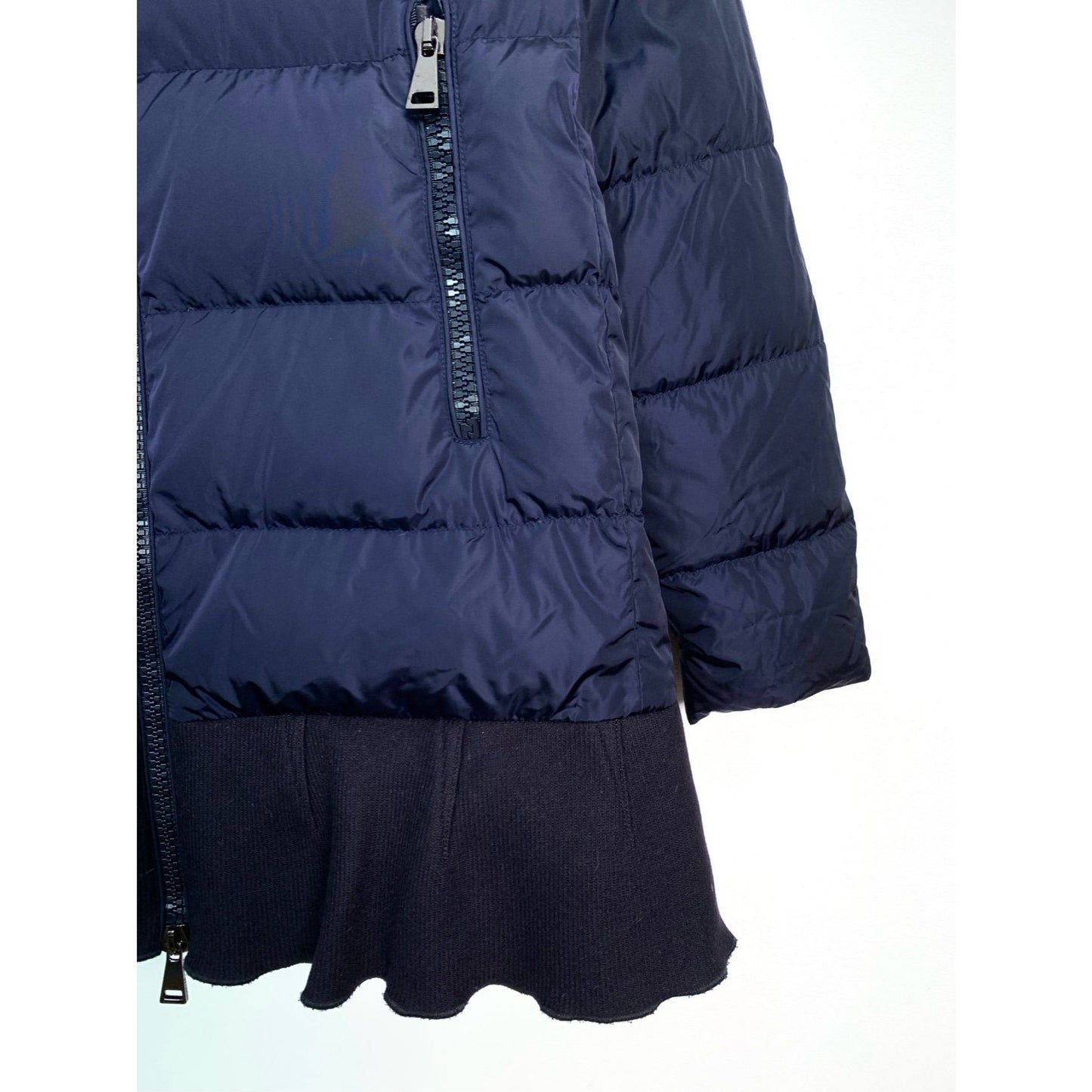 Moncler Womens Quilted Down Jacket With Stand-Up Collar & Zipper Navy Size 2 With Dust Bag