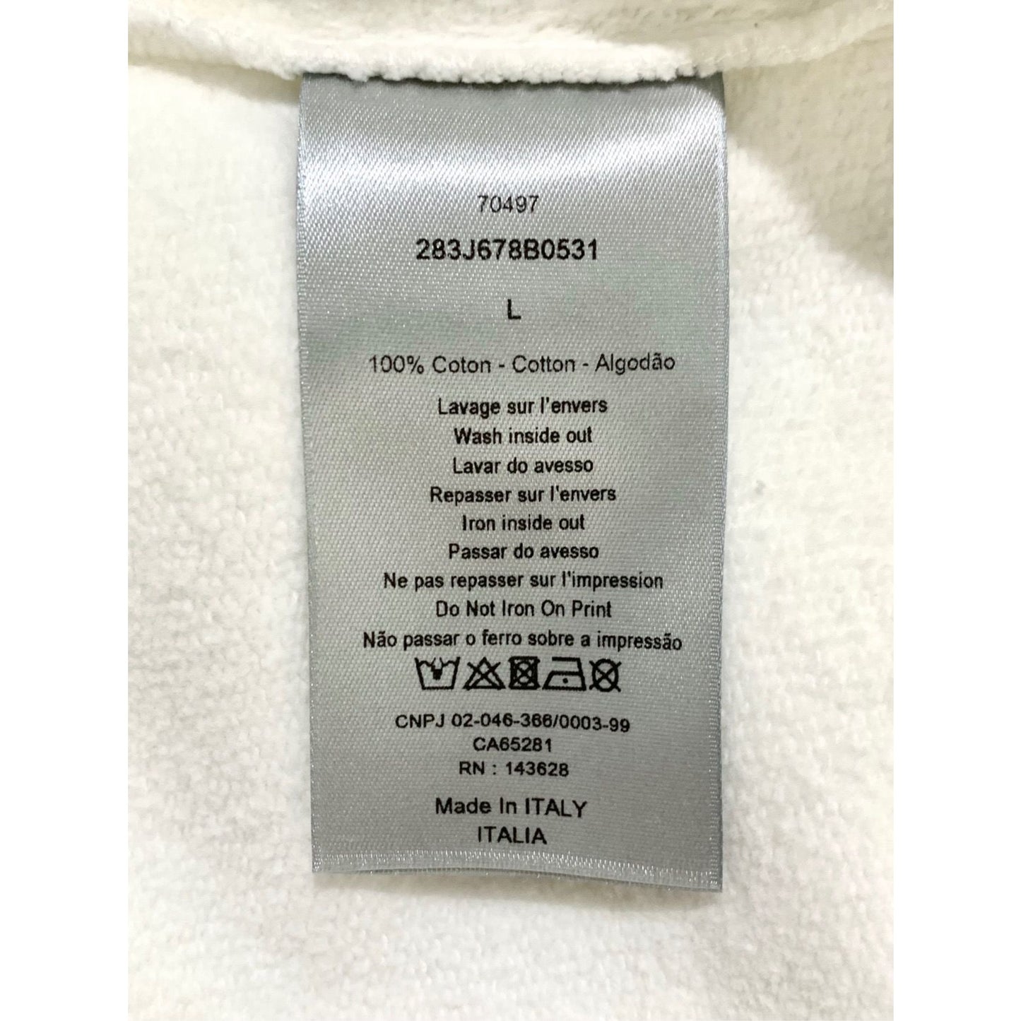 Dior X Travis Scott Co-Branded Logo Print White Hoodie L