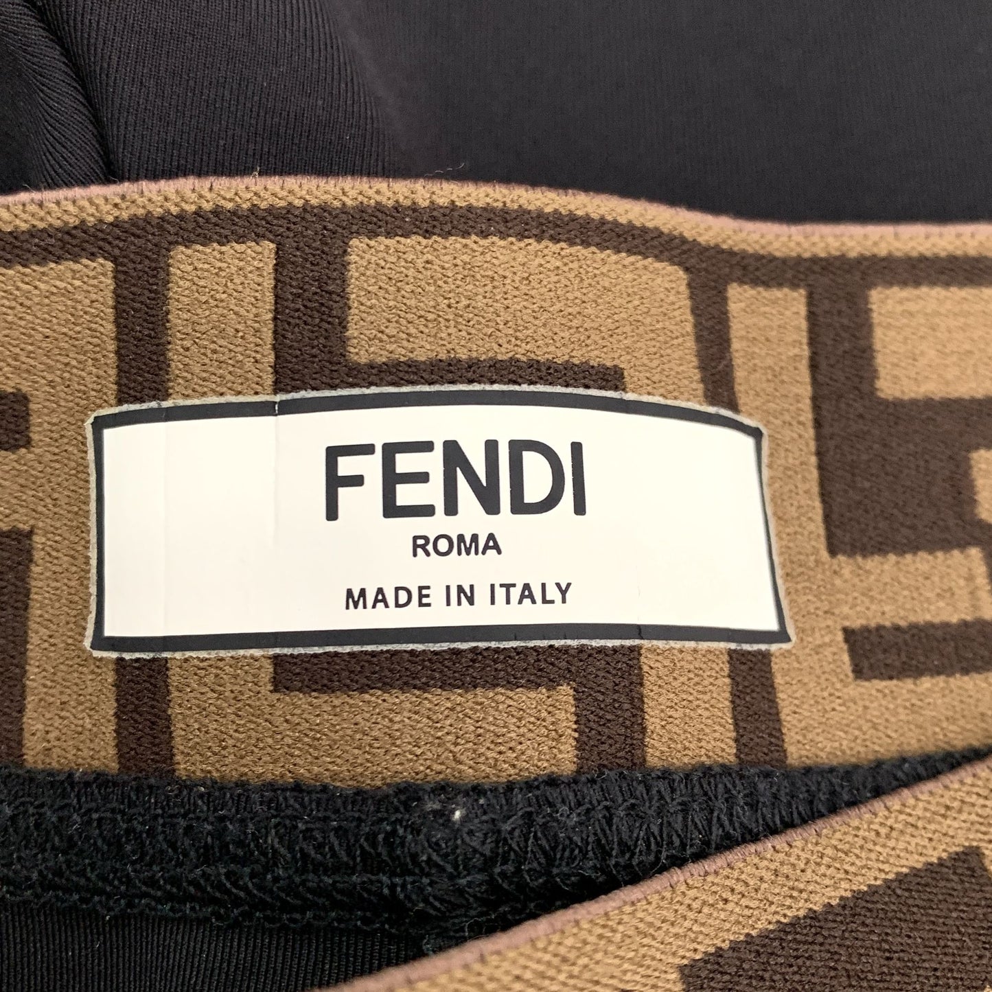 Fendi Mens Roma Black & Brown Logo Trim Stretch Shorts Made In Italy Size 38