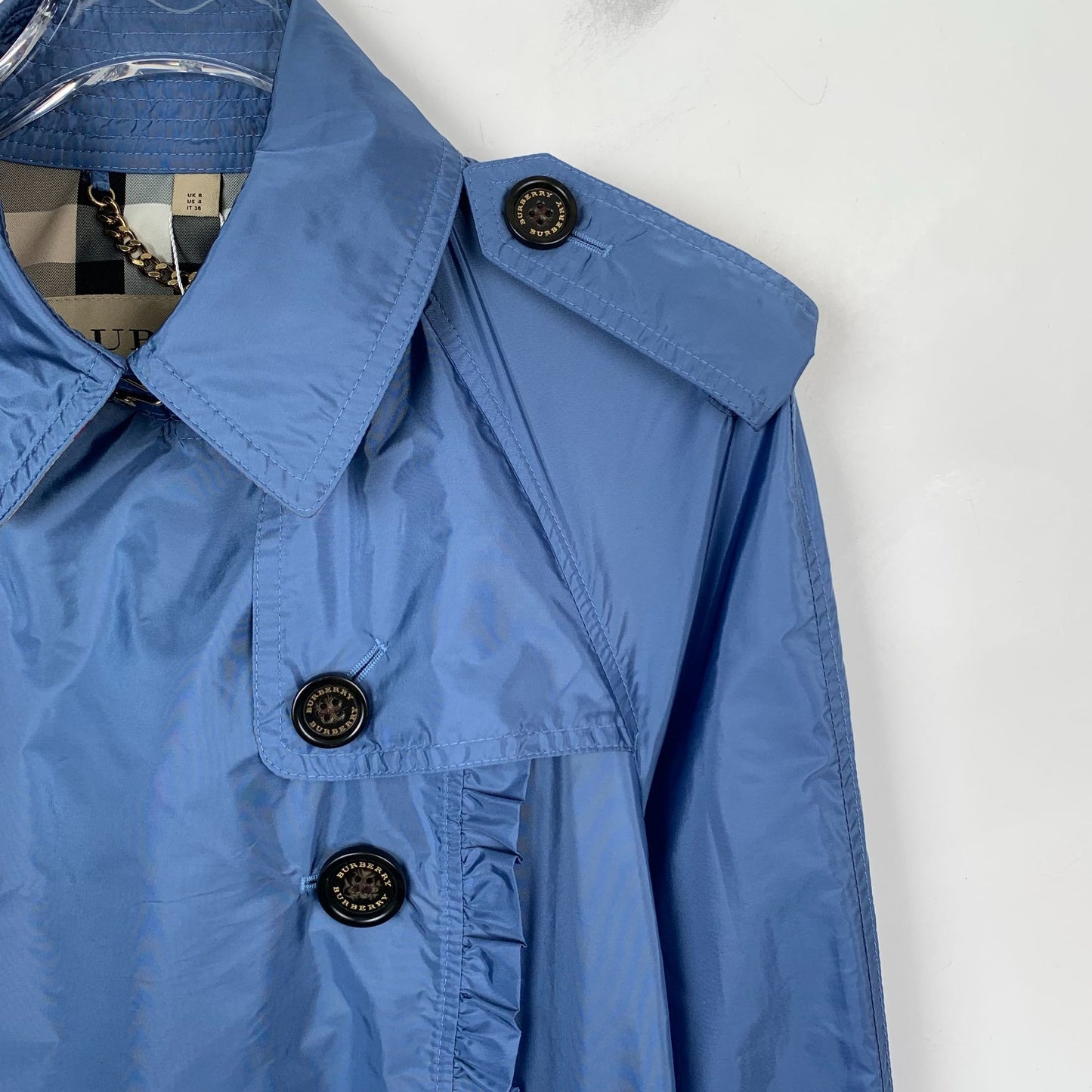 Burberry Blue Belted Trench Coat (Size 38)