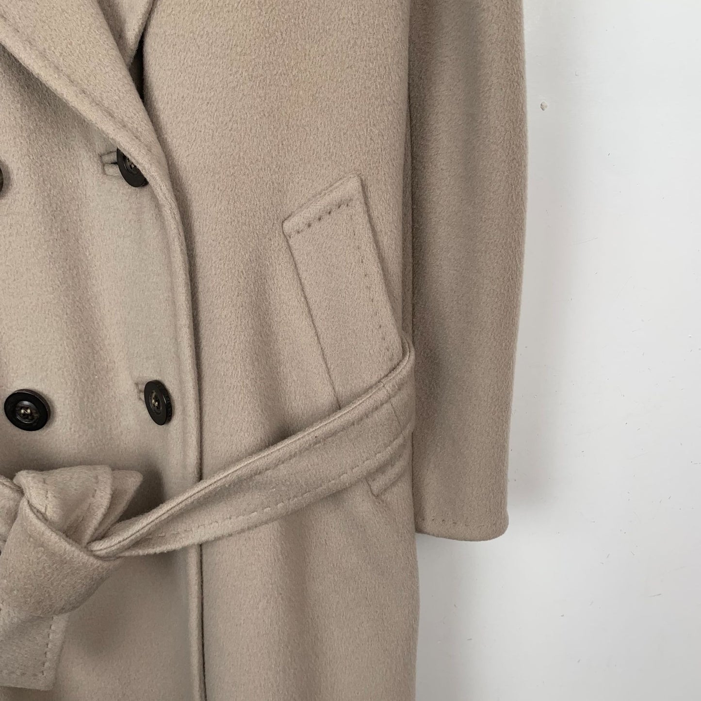 Maxmara 101801 Series Khaki Double-Breasted Belted Coat (Size 34)