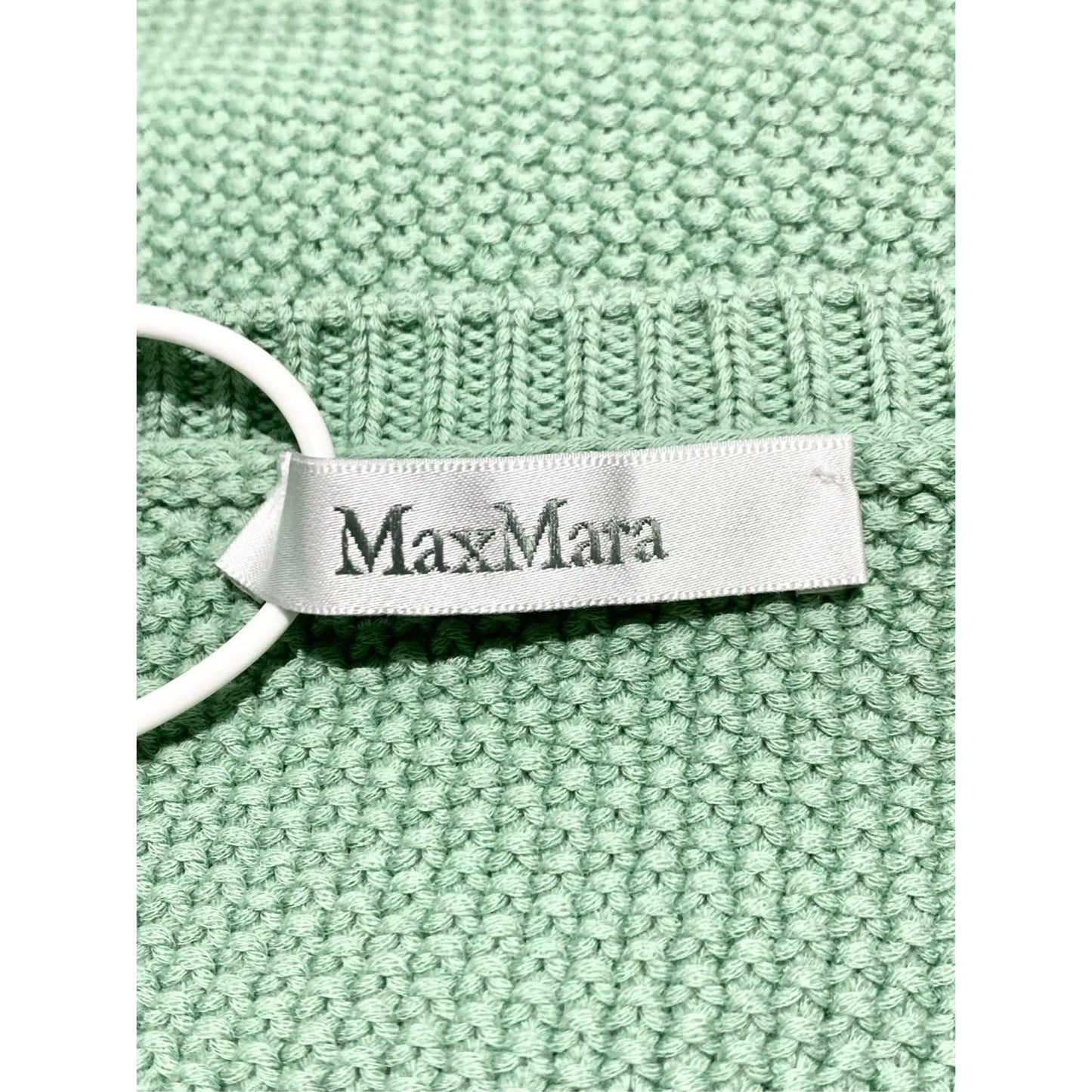 MaxMara Light Green Knit Sweater With Embroidered "M" Logo Size S Cotton/Polyamide Blend